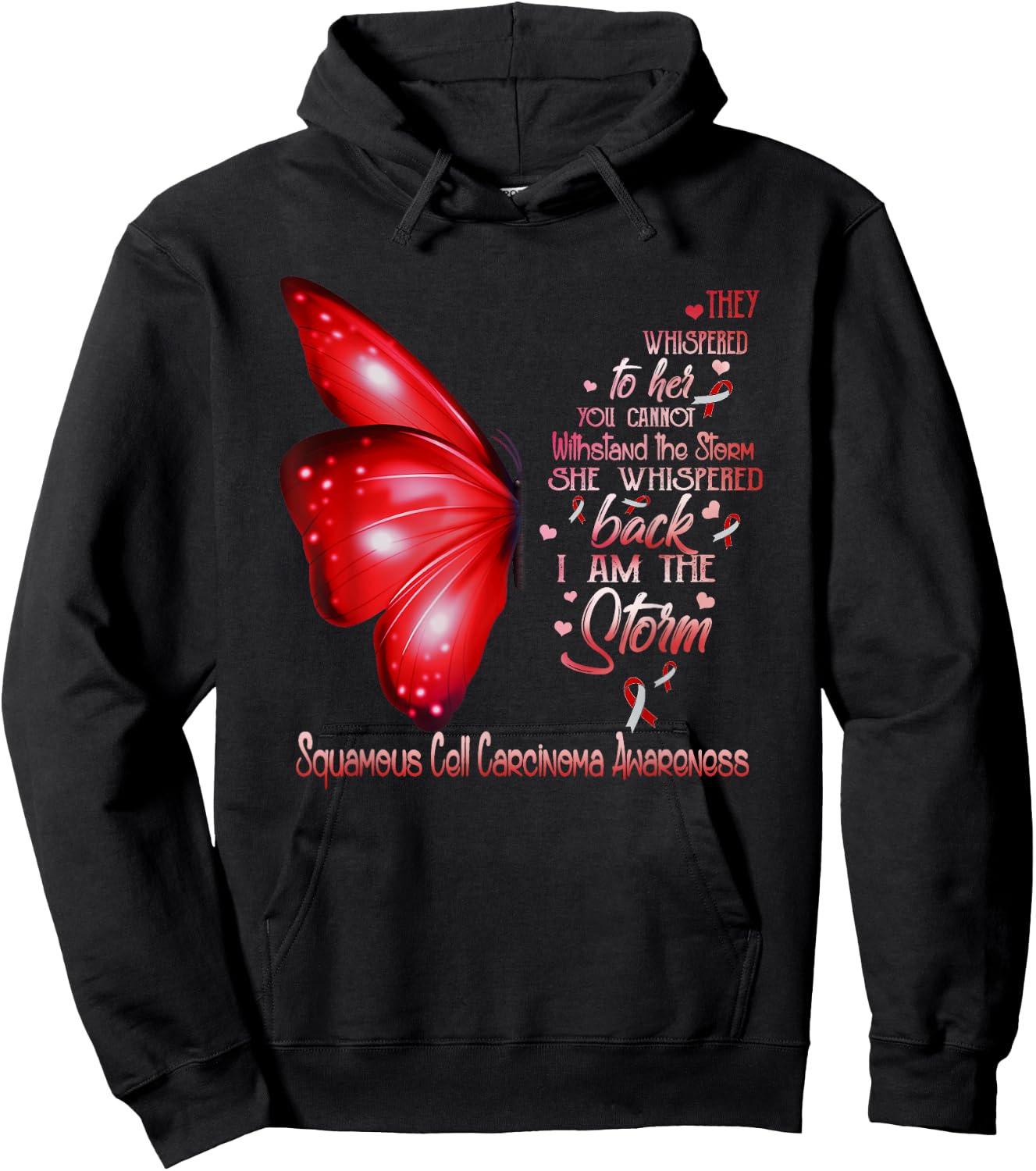 I am the storm Squamous Cell Carcinoma Awareness Butterfly Hoodie - Hoodie | Black