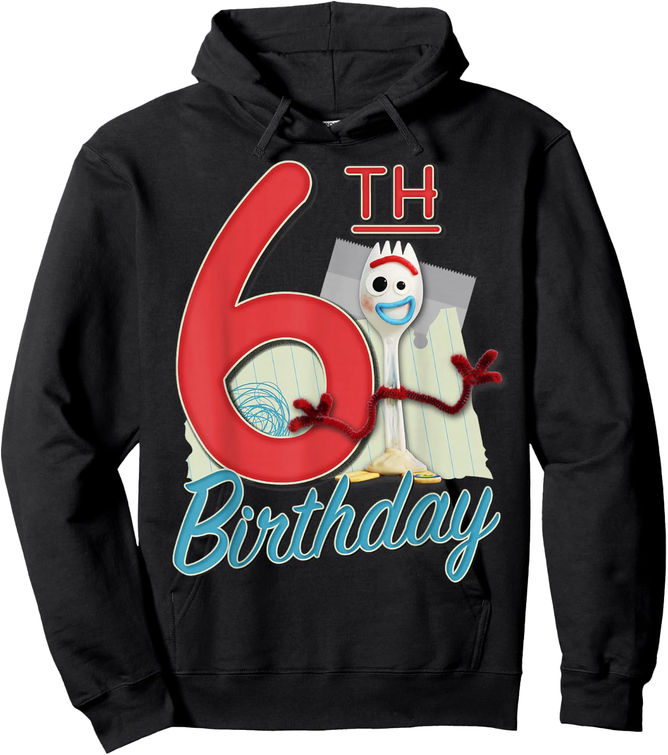 Disney Pixar Toy Story 4 Forky 6th Birthday Hoodie - Hoodie | Black