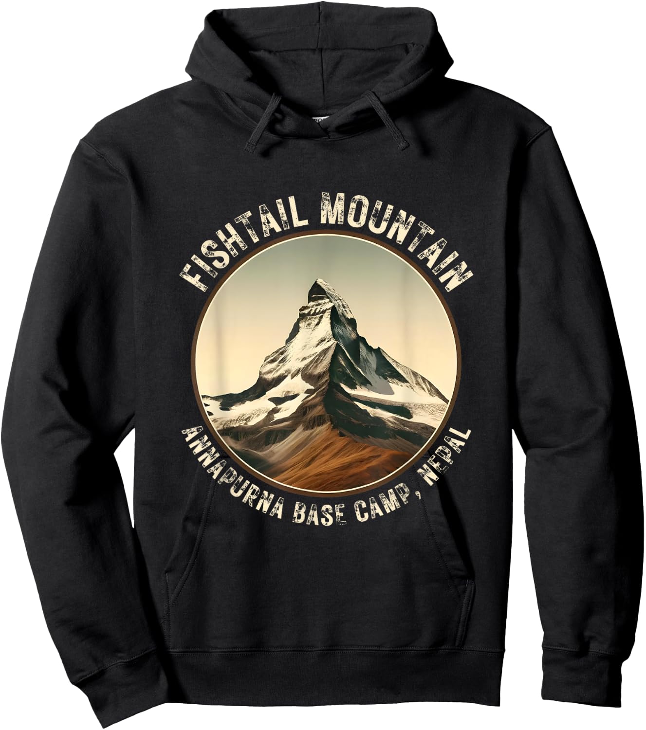 Annapurna Base Camp Machhapuchhre Fishtail Vintage Mountain Hoodie - Hoodie | Black