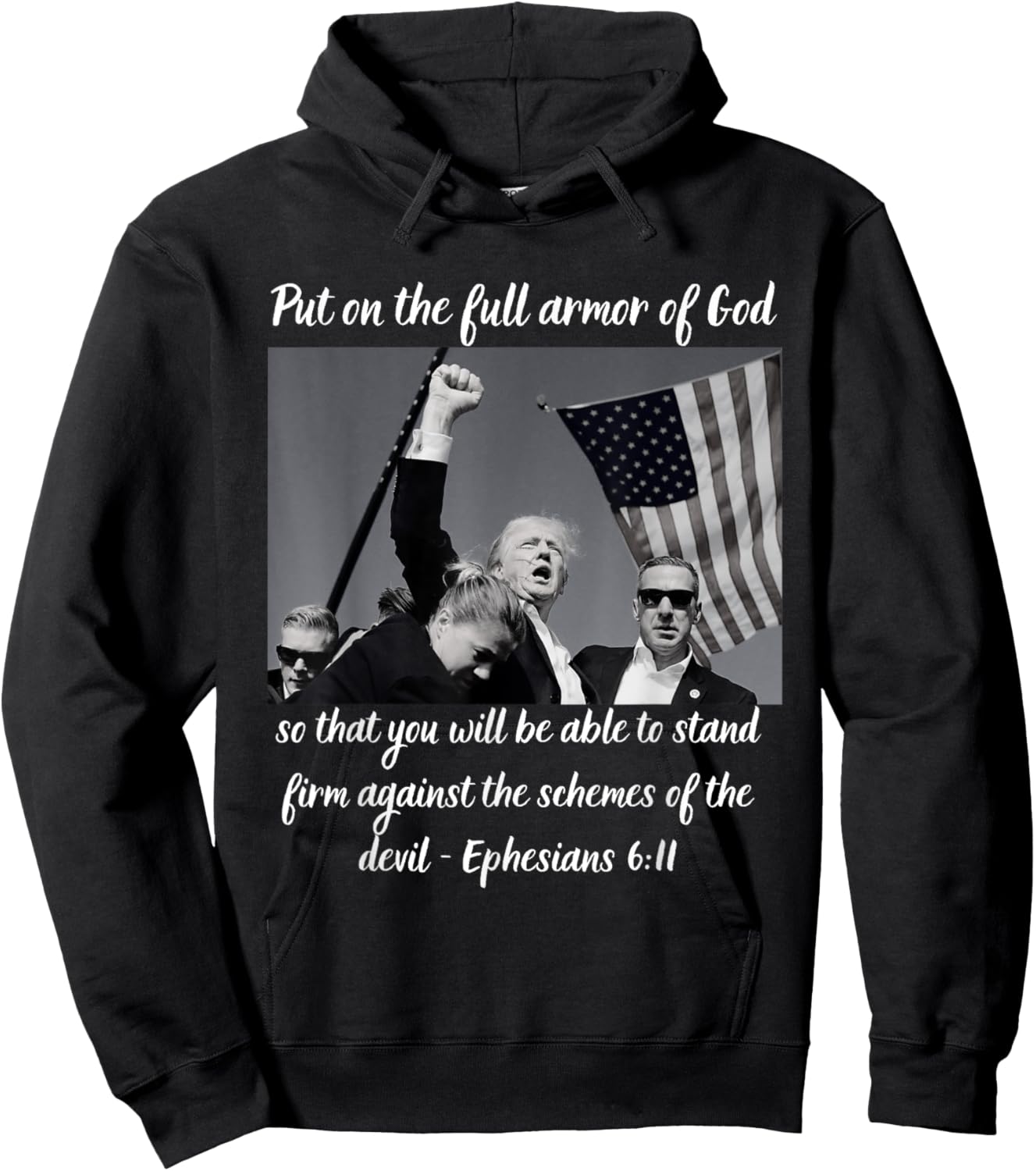 Donald Trump Fist Pump Flag 7 13 Hoodie - Hoodie | Black