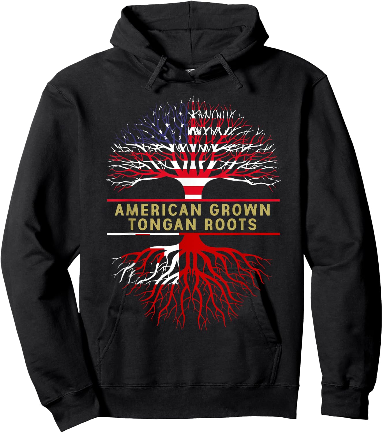 American Grown Tongan Roots America Tonga Tree Flag Hoodie - Hoodie | Black