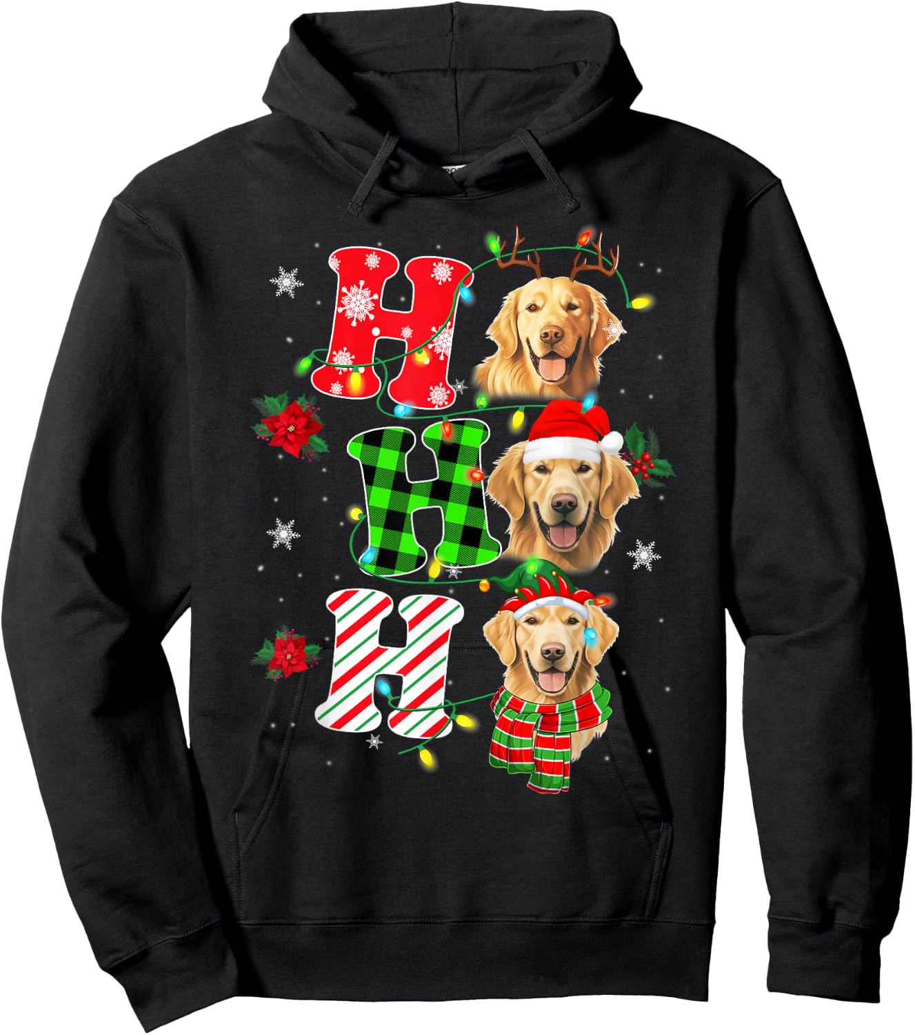 HO HO HO Golden retriever Funny Dog Christmas Hoodie - Hoodie | Black