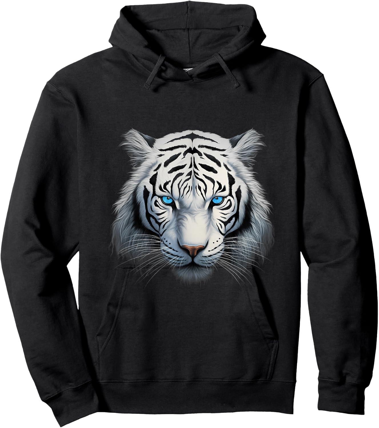 Royal White Tiger with Blue Eyes Hoodie - Hoodie | Black