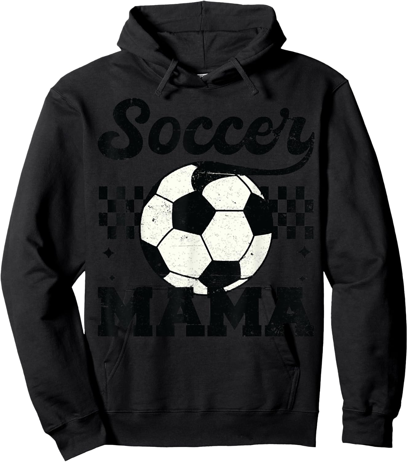 Checkered Soccer Mama Retro Soccer Mom Soccer Season Outfit Hoodie - Hoodie | Black