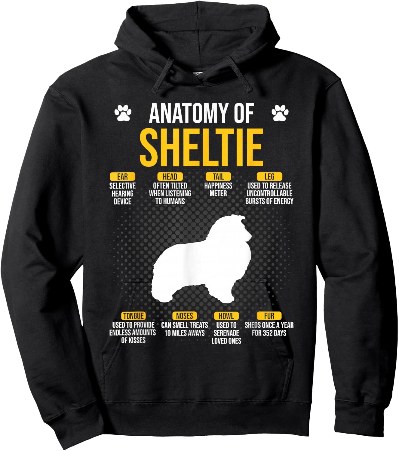 Anatomy Of Sheltie Dog Lover Hoodie - Hoodie | Black
