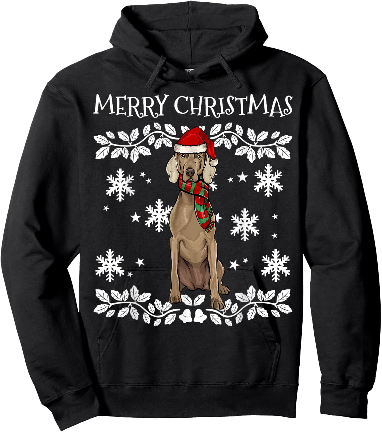 Merry Christmas Ornament Weimaraner Xmas Santa Hoodie - Hoodie | Black