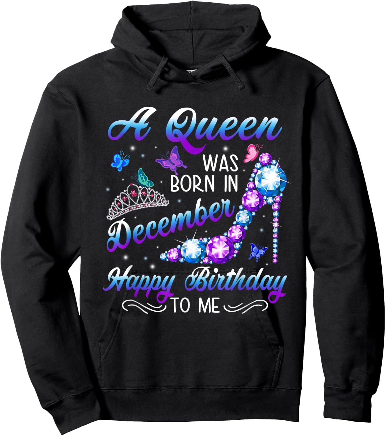 A queen was born in December Birthday Quote December Women Hoodie - Hoodie | Black