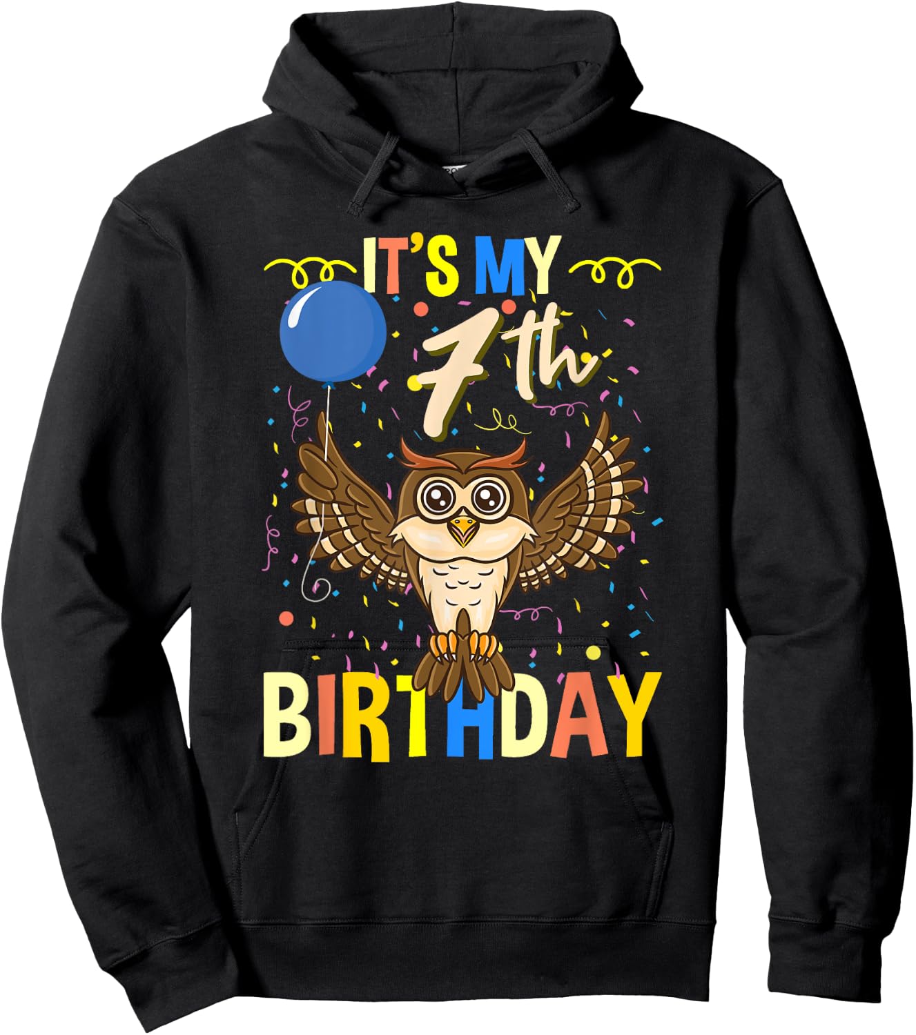 Its My 7th Birthday Owl Bird Hoodie - Hoodie | Black