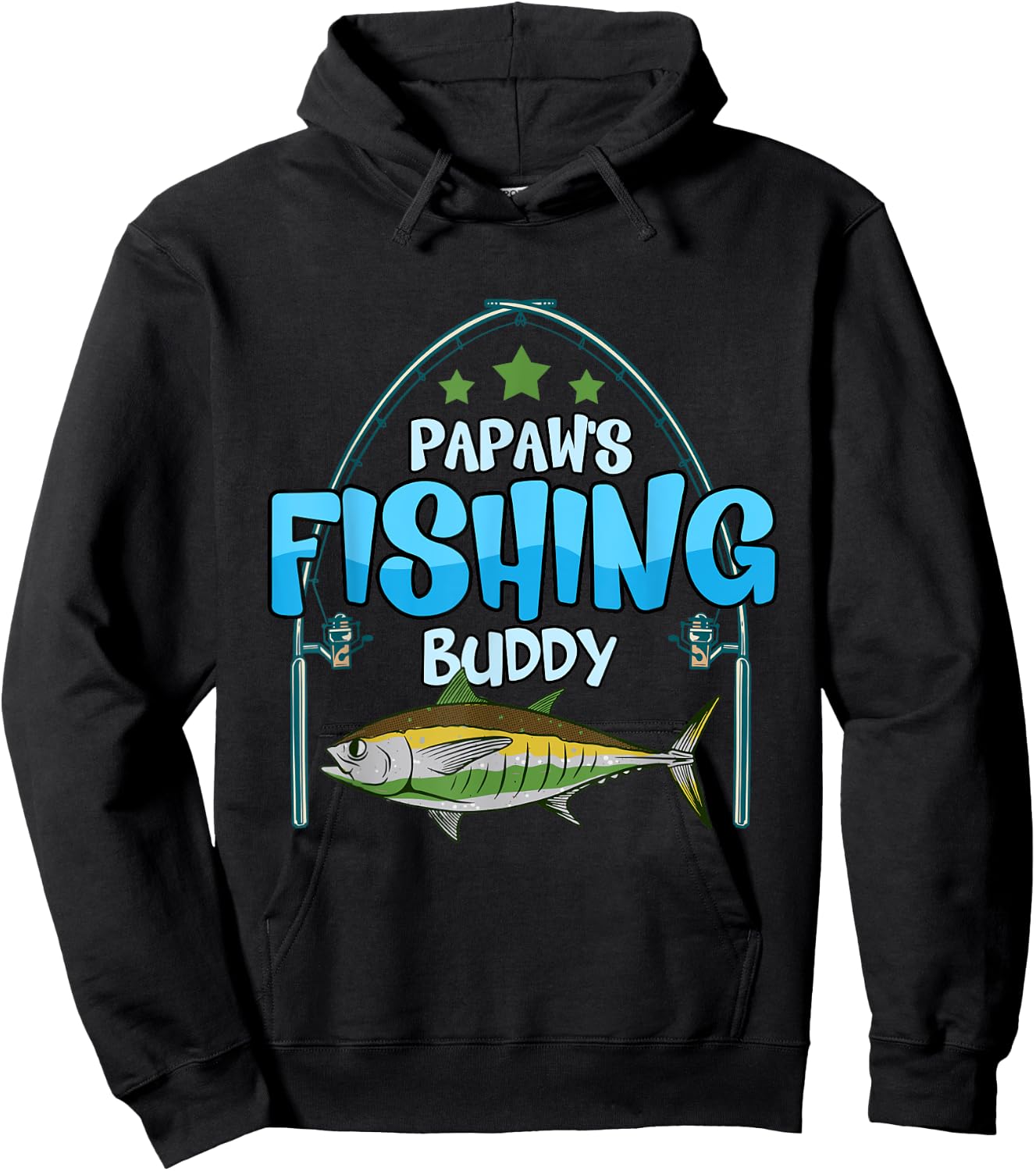 Fishing Papaw's Fishing Buddy Fish Fisherman Boys Hoodie - Hoodie | Black