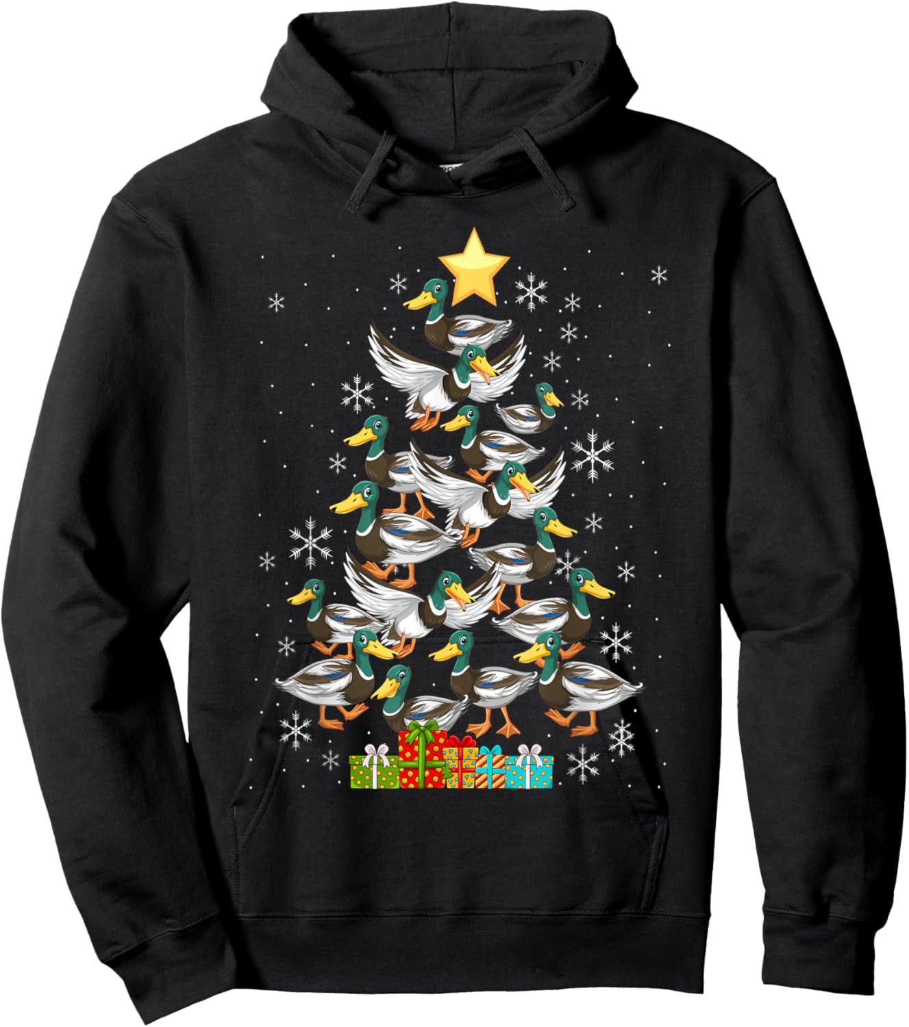Mallard Duck Christmas Tree Costume Duck Lover Hoodie - Hoodie | Black