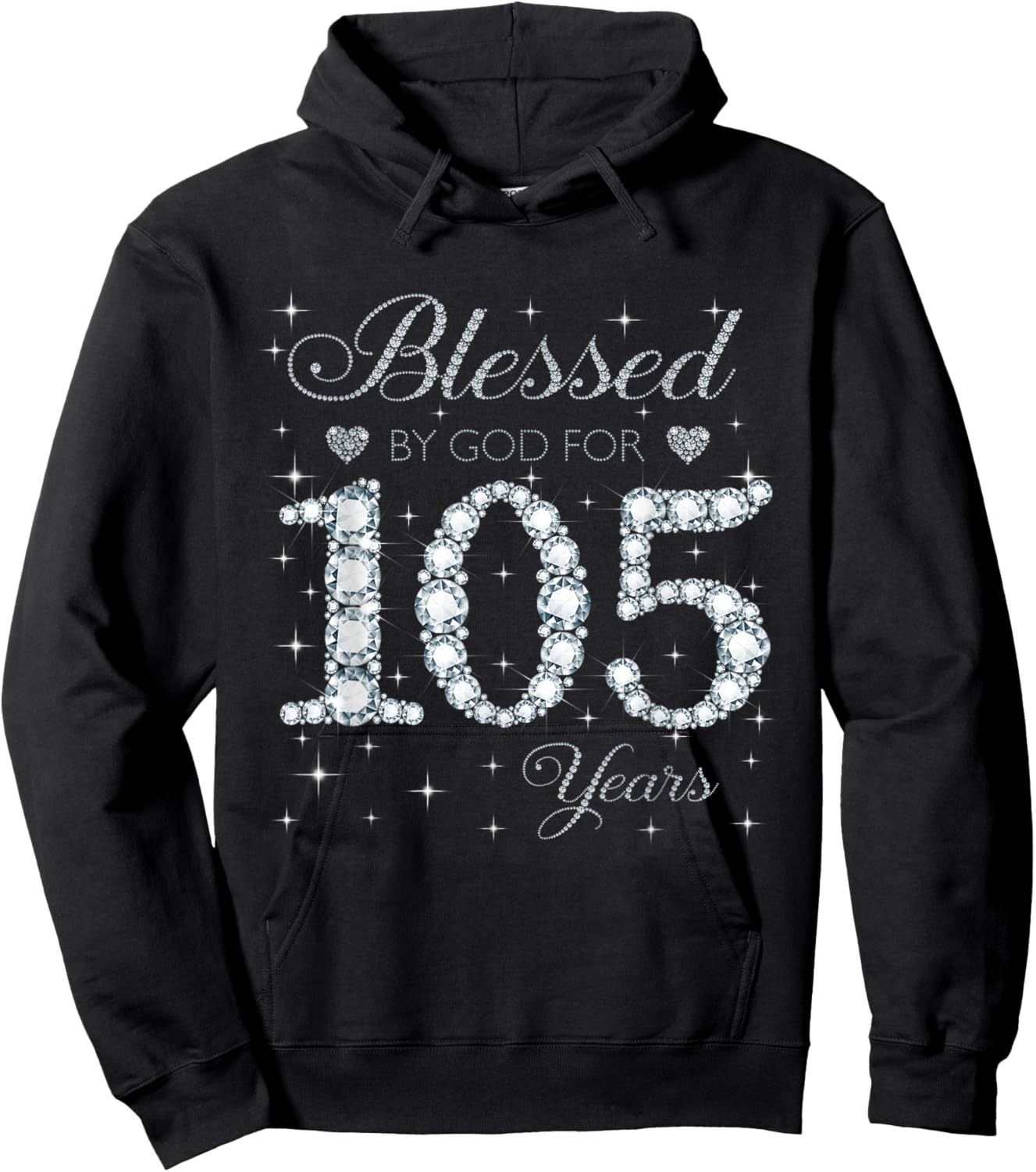 Blessed by God For 105 Years Old 105th Birthday Women Lady Hoodie - Hoodie | Black