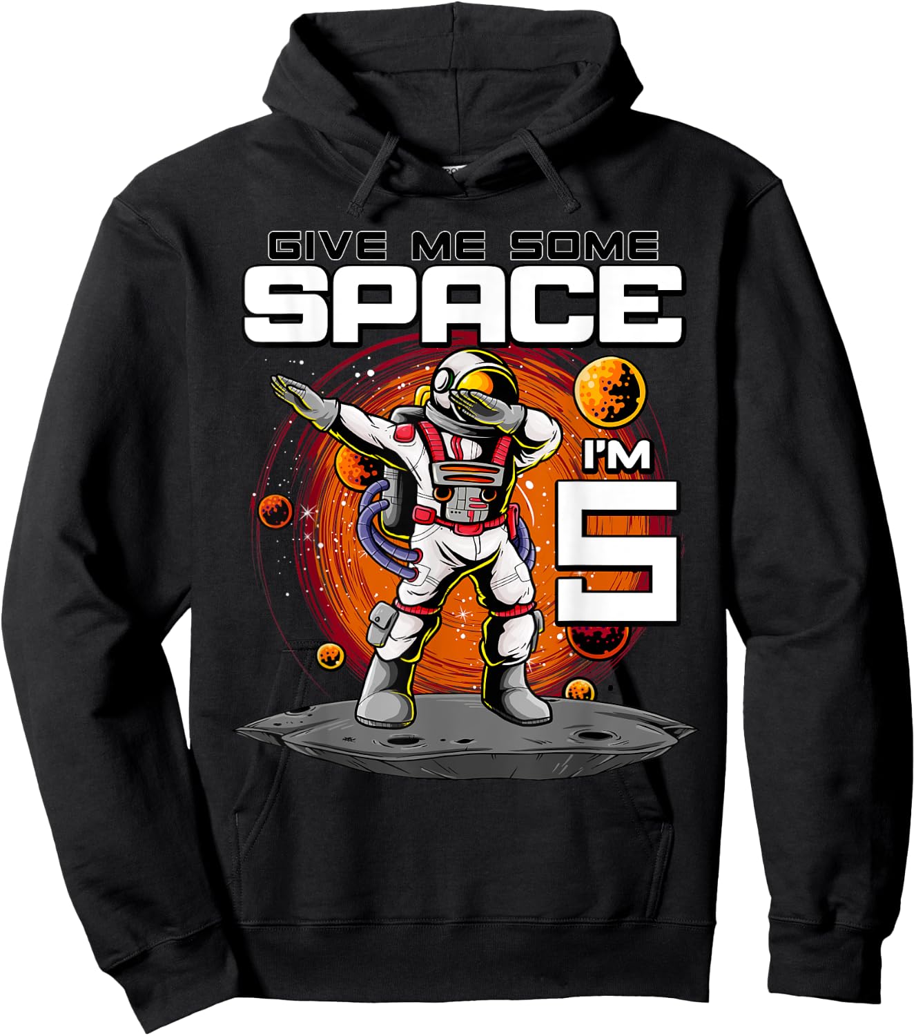 5th Birthday Astronaut Give Me Some Space I'm 5 Years Old Hoodie - Hoodie | Black