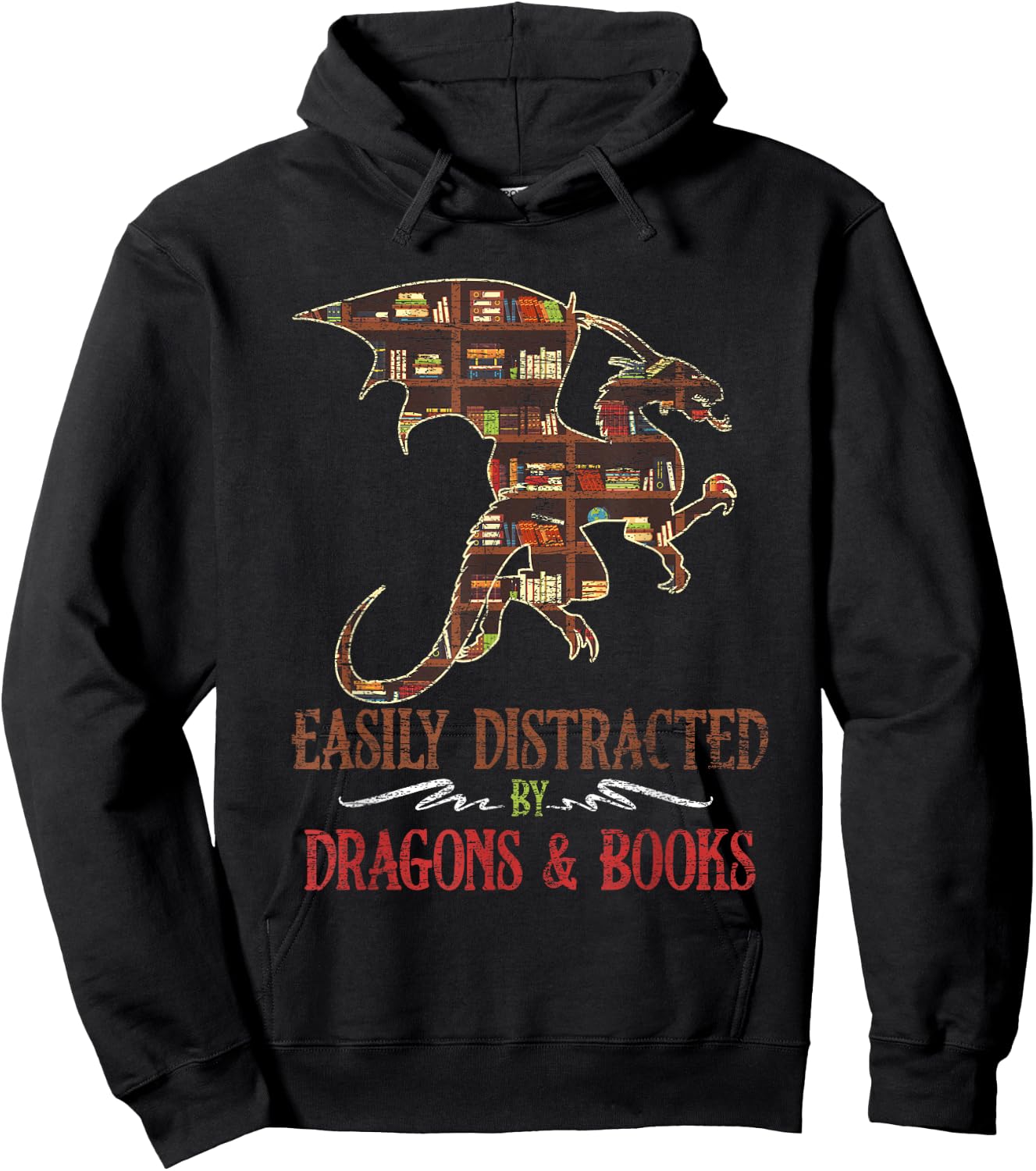 Easily Distracted By Dragons And Books Dragon Hoodie - Hoodie | Black