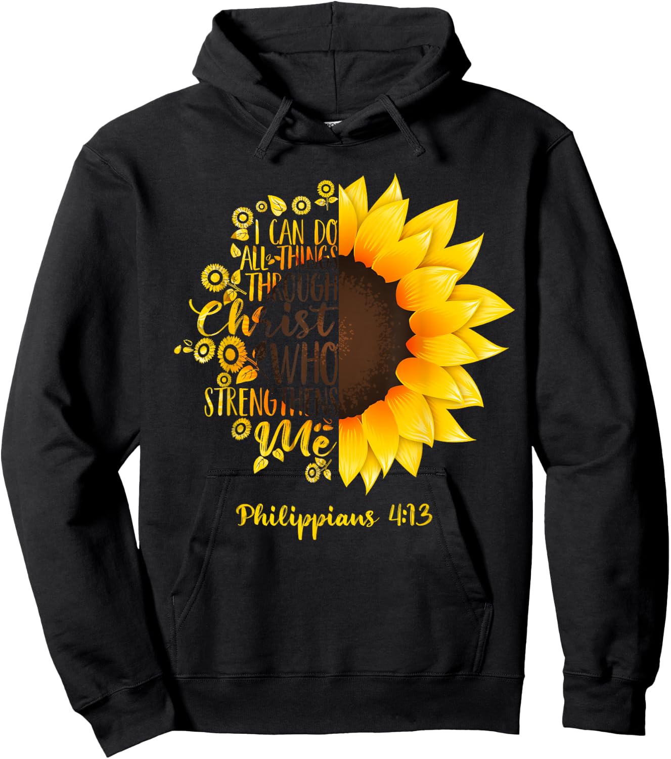 Cute Christian Sunflower Gift | Best Religious Women Moms Hoodie - Hoodie | Black