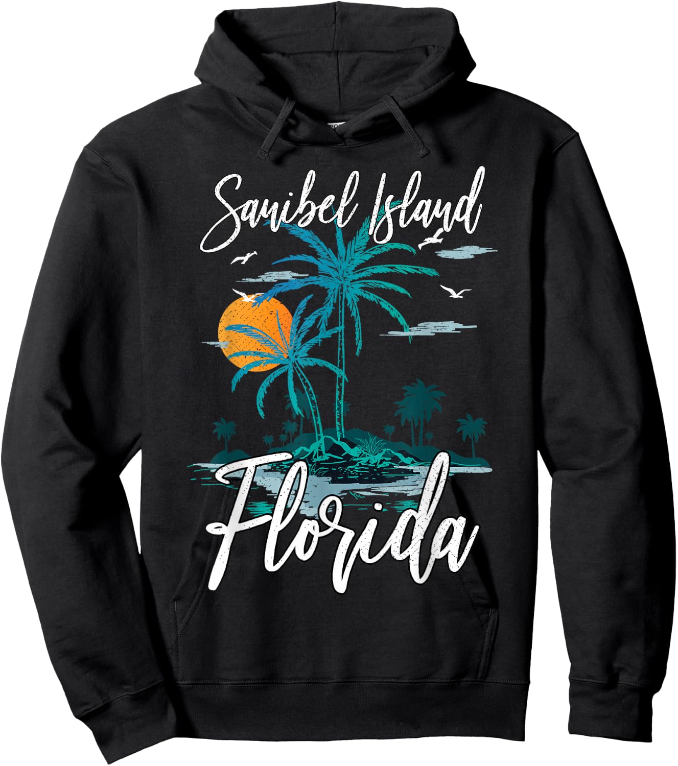 Family Vacation Retro Sunset Florida Sanibel Island Hoodie - Hoodie | Black