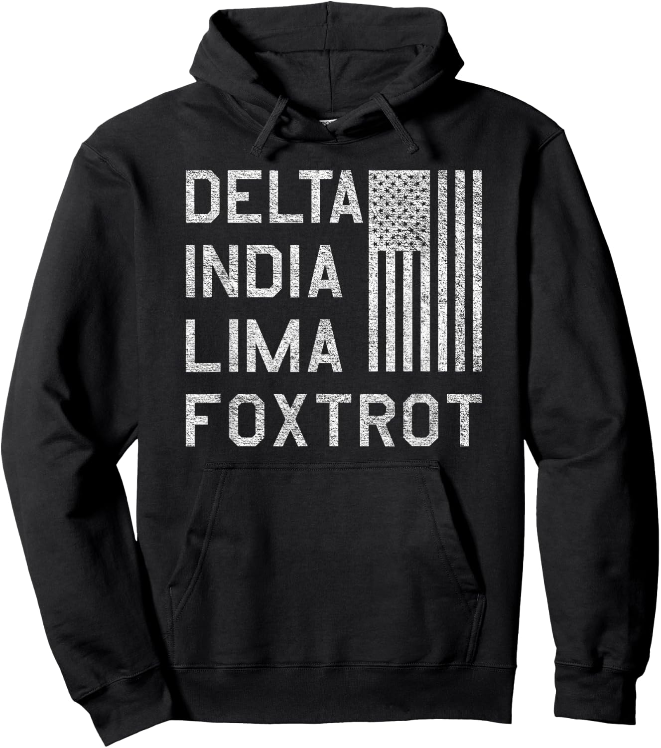 DILF Delta India Lima Foxtrot US Flag American Patriot Hoodie - Hoodie | Black