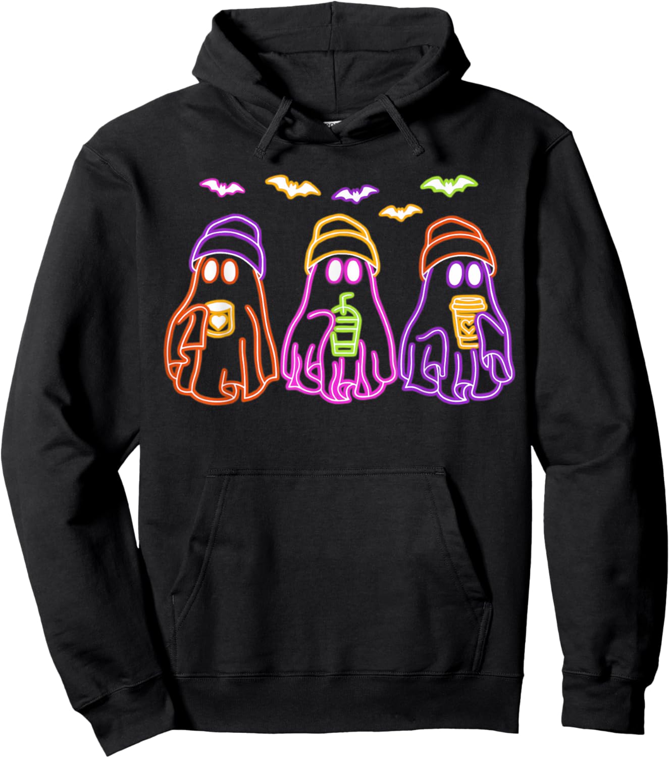 Ghost Drinking Coffee Funny Halloween Costume Coffee Lover Hoodie - Hoodie | Black