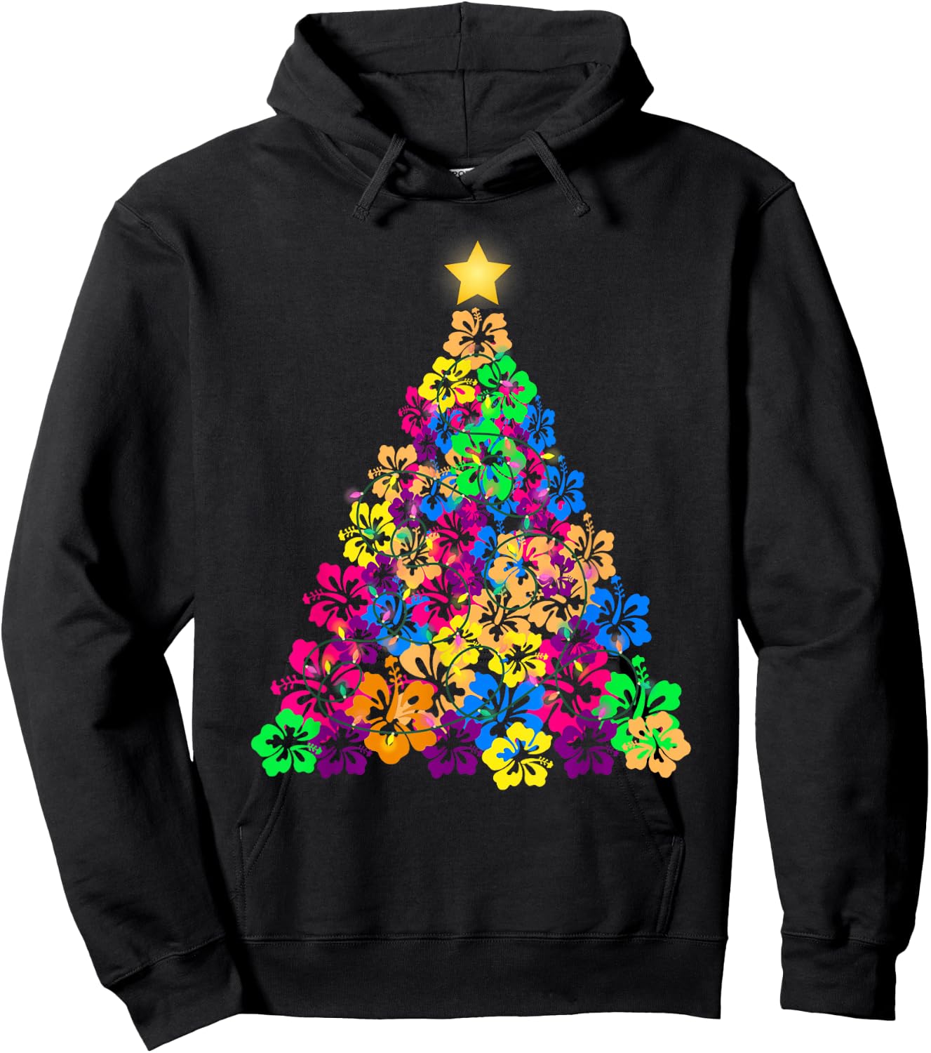 Hawaiian Christmas Hibiscus Flower Tree Hawaii Tropical xmas Hoodie - Hoodie | Black