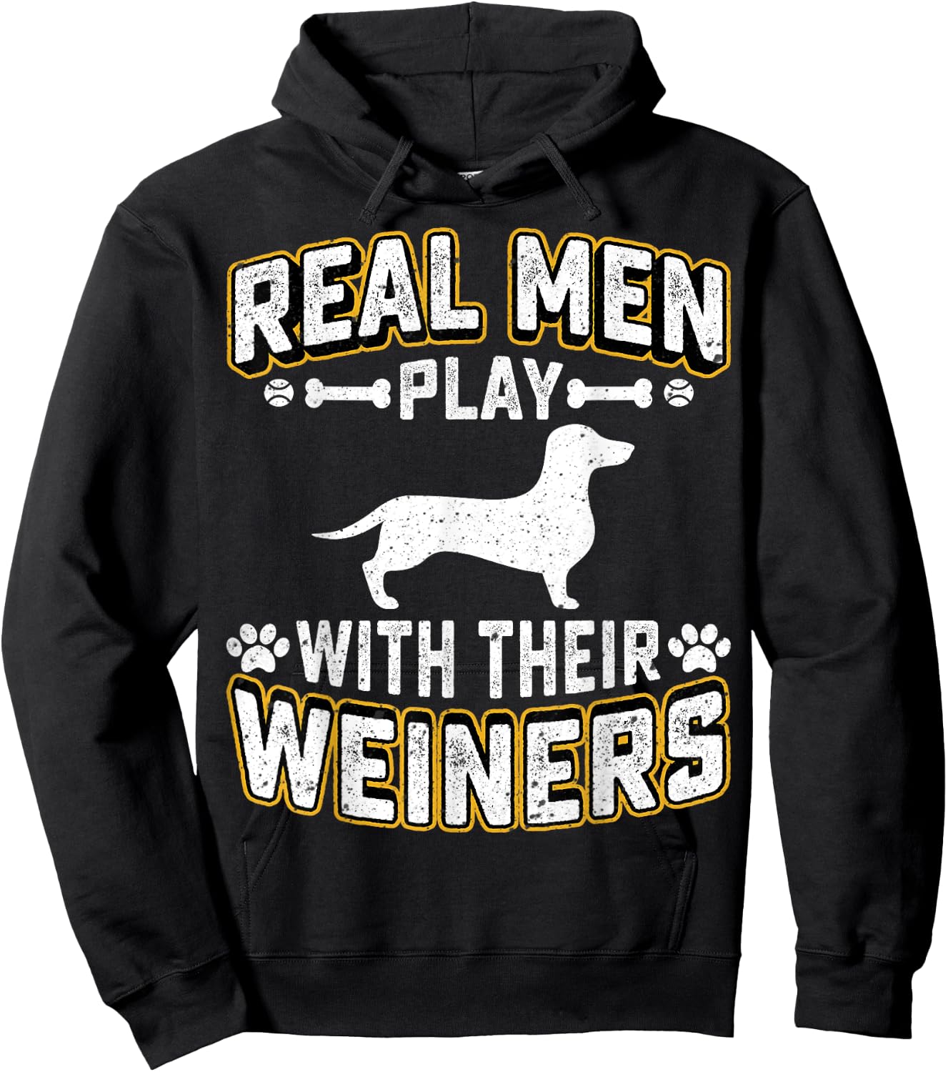 Real Men Play With Wiener Dog Gift Puppie Dachshund Lover Hoodie - Hoodie | Black