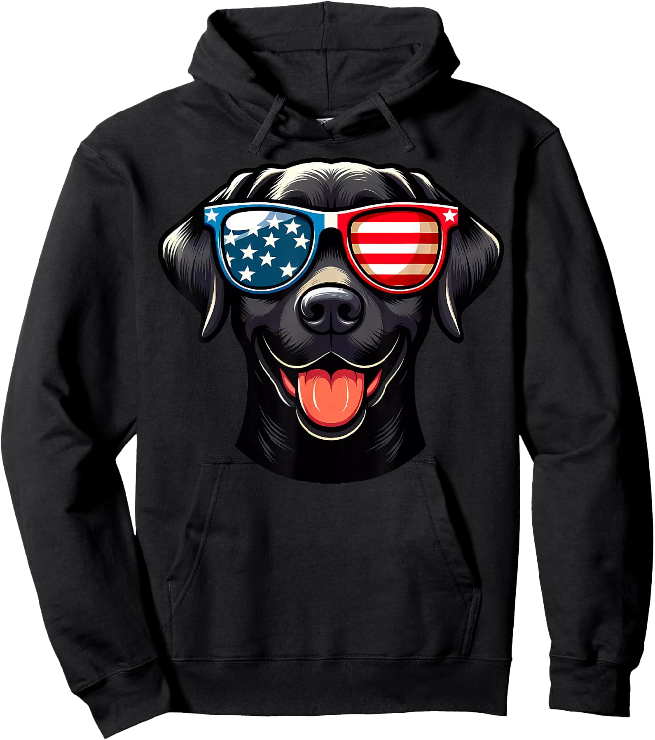 Black Labrador Patriotic American Flag USA Lab Retriever Women Kids Men Hoodie - Hoodie | Black