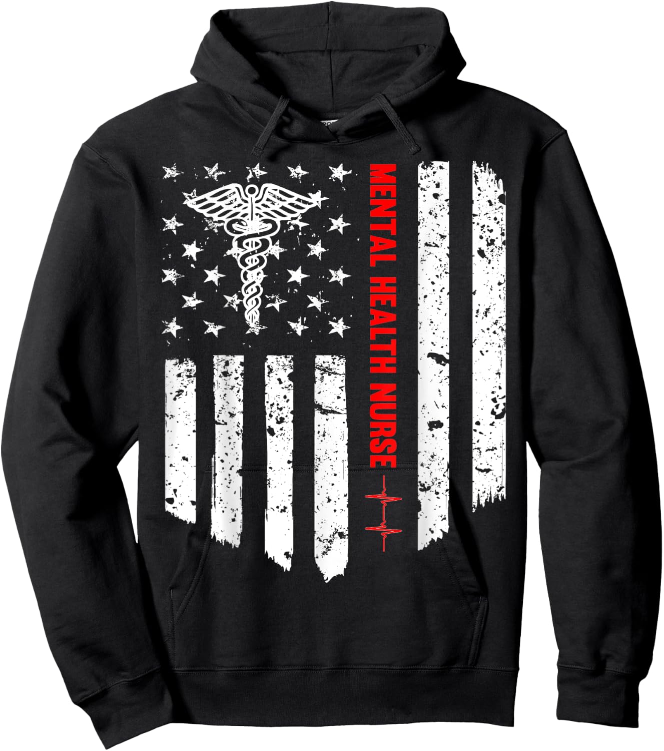 Mental Health Nurse American Flag RN Registered Nurse Gift Hoodie - Hoodie | Black
