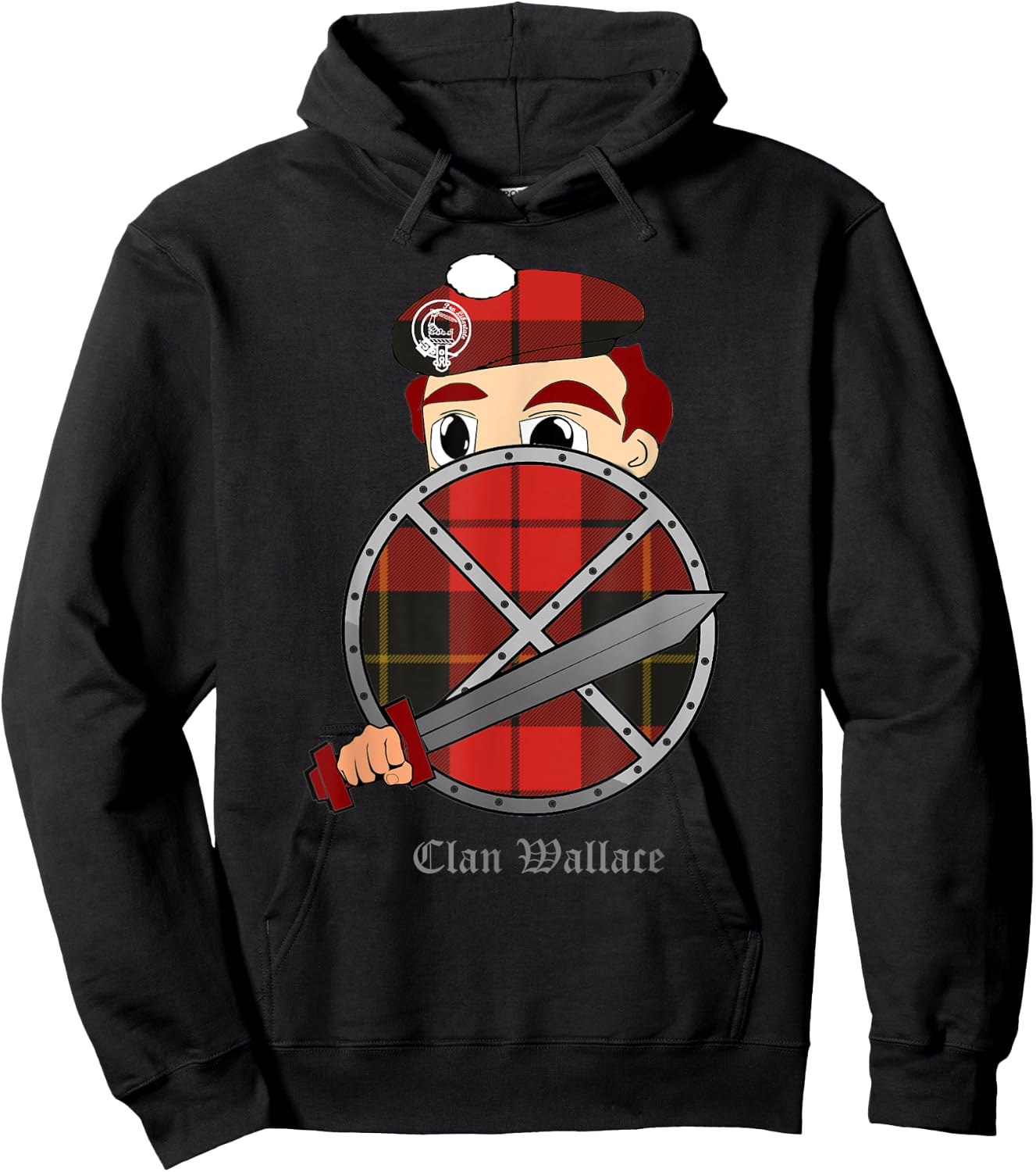 Clan Wallace surname last name Scottish Tartan crest Hoodie - Hoodie | Black