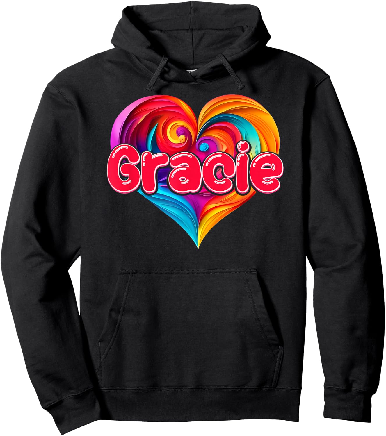 I Heart Love Gracie First Name Colorful Named Hoodie - Hoodie | Black