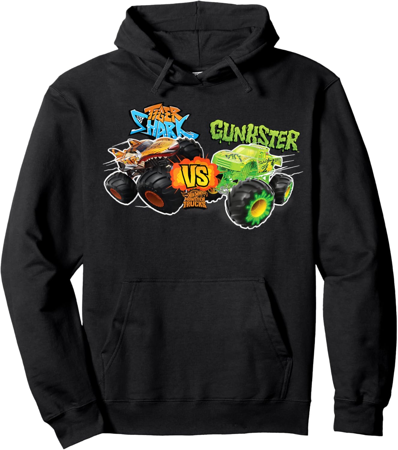 Hot Wheels Monster Trucks - Tiger Shark vs Gunkster Hoodie - Hoodie | Black