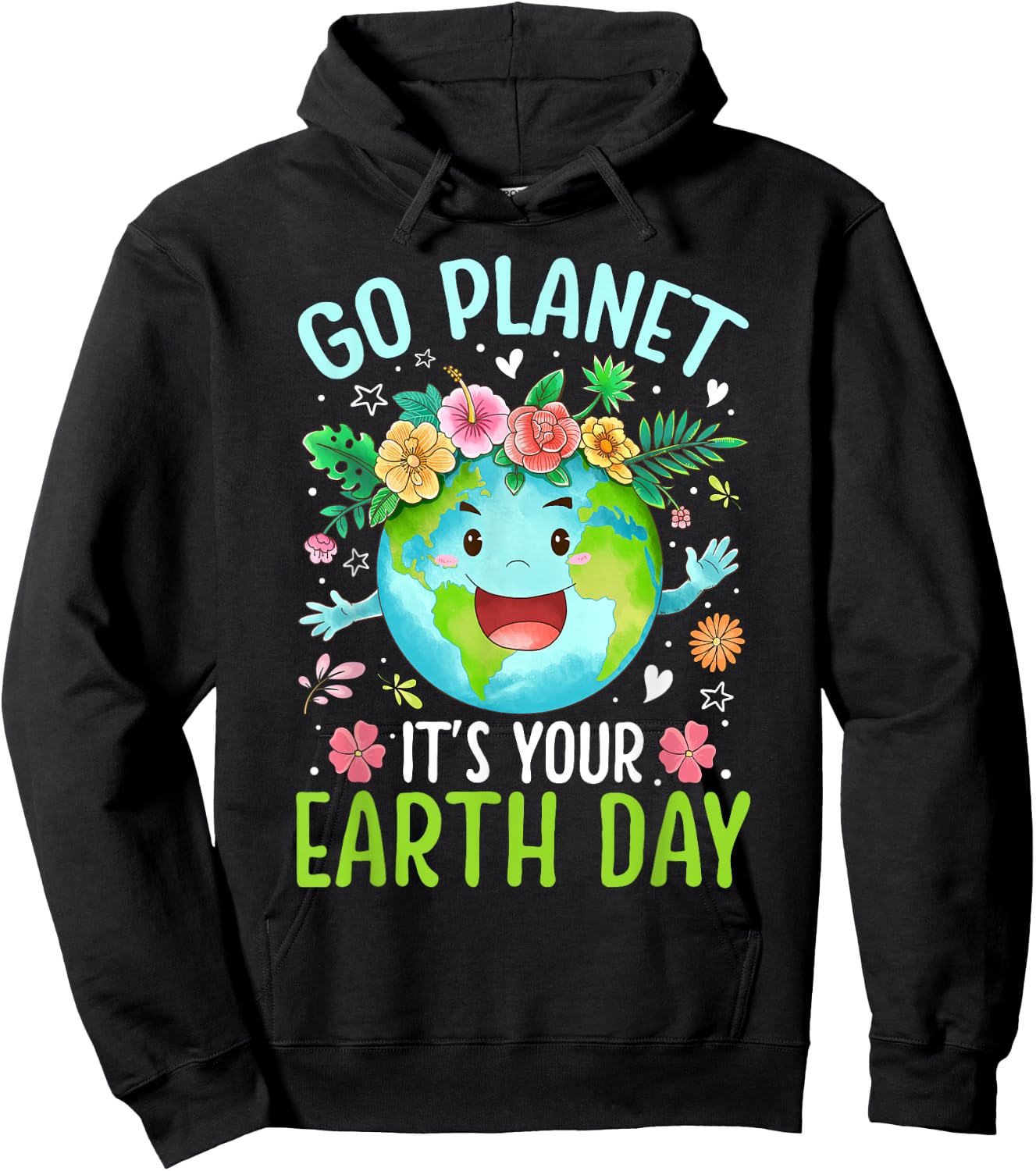 Cute Go Planet Its Your Earth Birthday Day 2024 Teacher Kids Hoodie - Hoodie | Black
