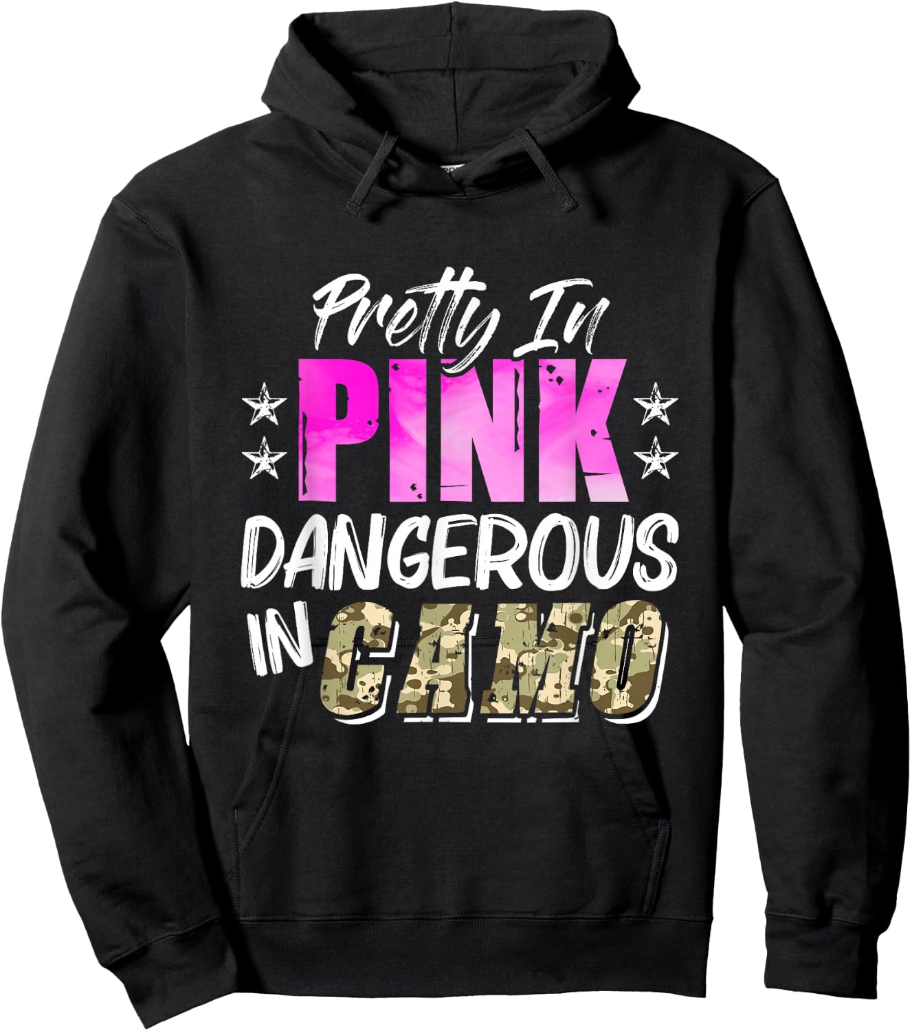 Pretty Cute Pink Dangerous In Camo Hunting Girl Hoodie - Hoodie | Black