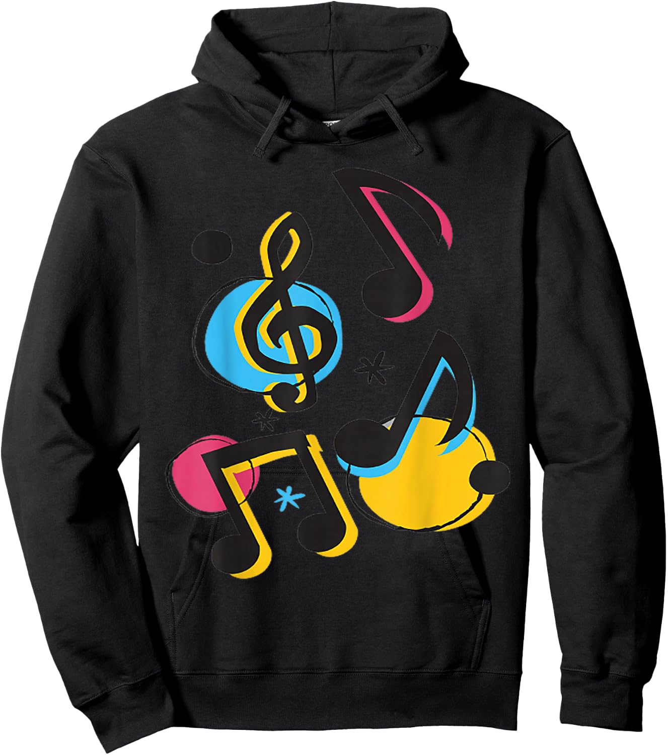 Retro Colored Music Notes Design for Musicians Hoodie - Hoodie | Black
