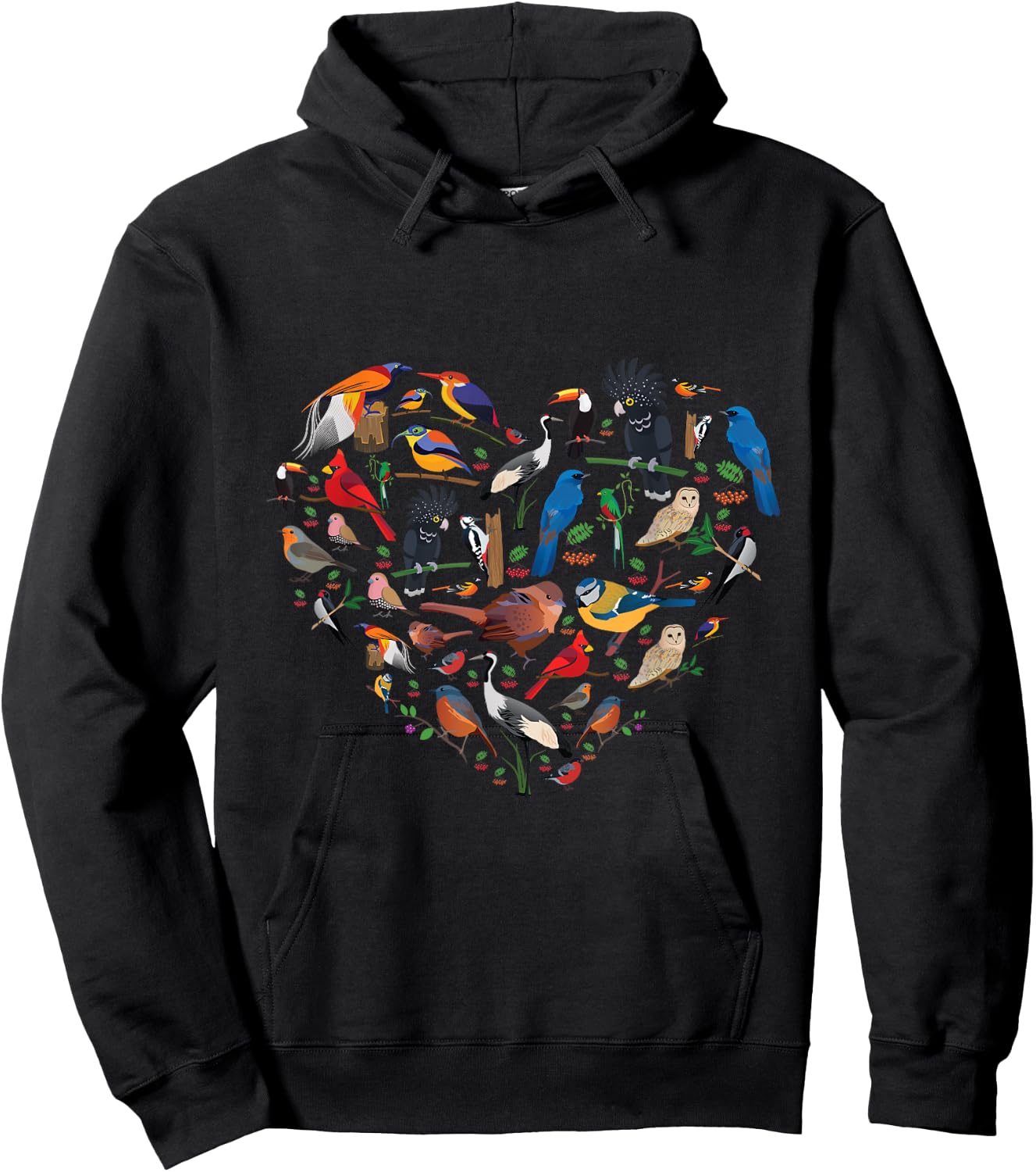 Birds lover heart Bird Watching men women kids Hoodie - Hoodie | Black