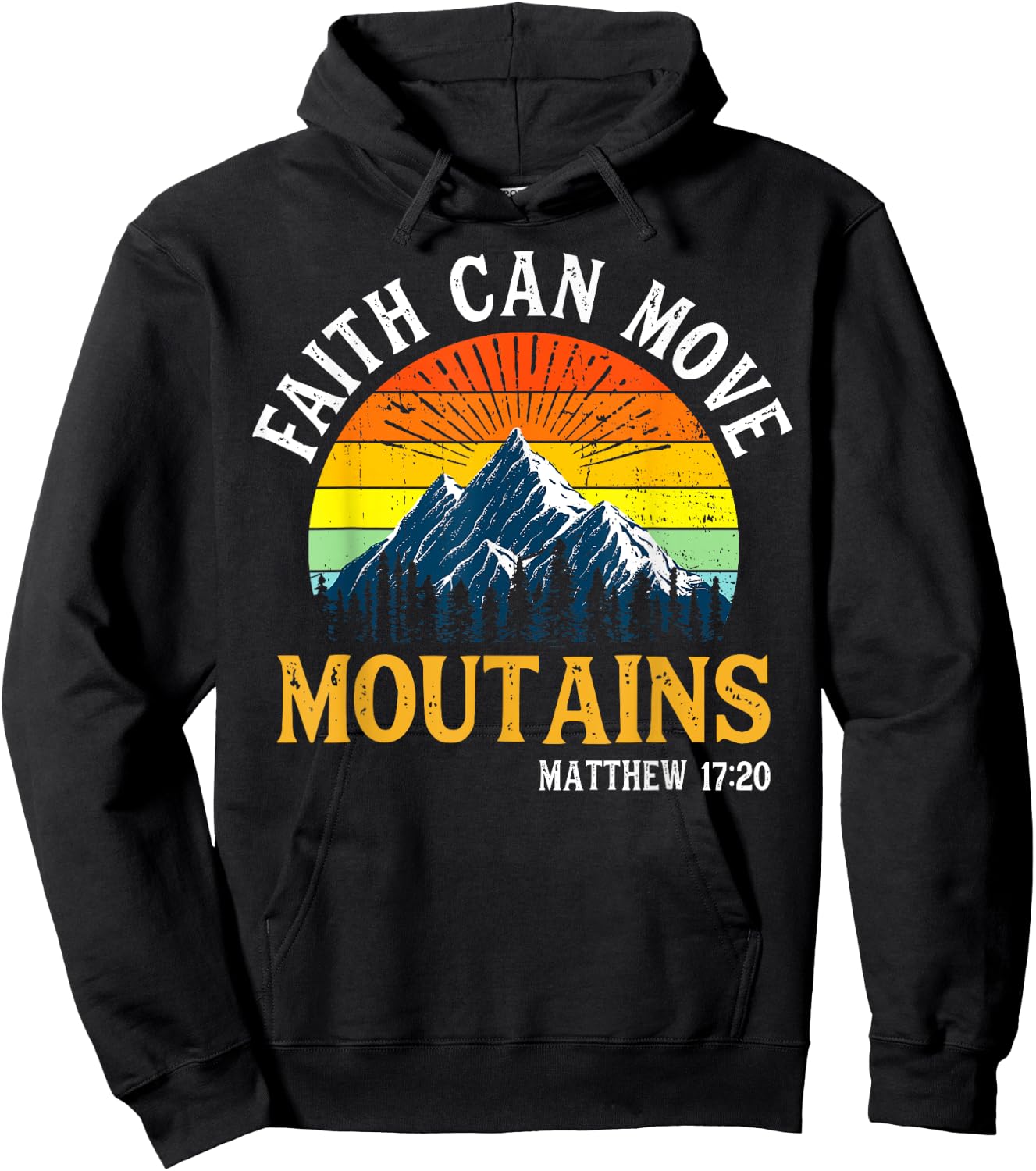 Faith Can Move Moutains Christian Men Women Kids Vintage Hoodie - Hoodie | Black