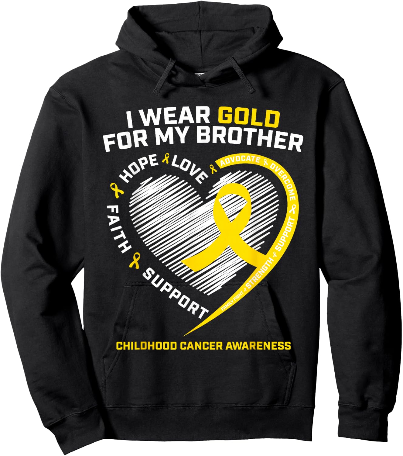 Kids I Wear Gold For My Brother Childhood Cancer Awareness Hoodie - Hoodie | Black