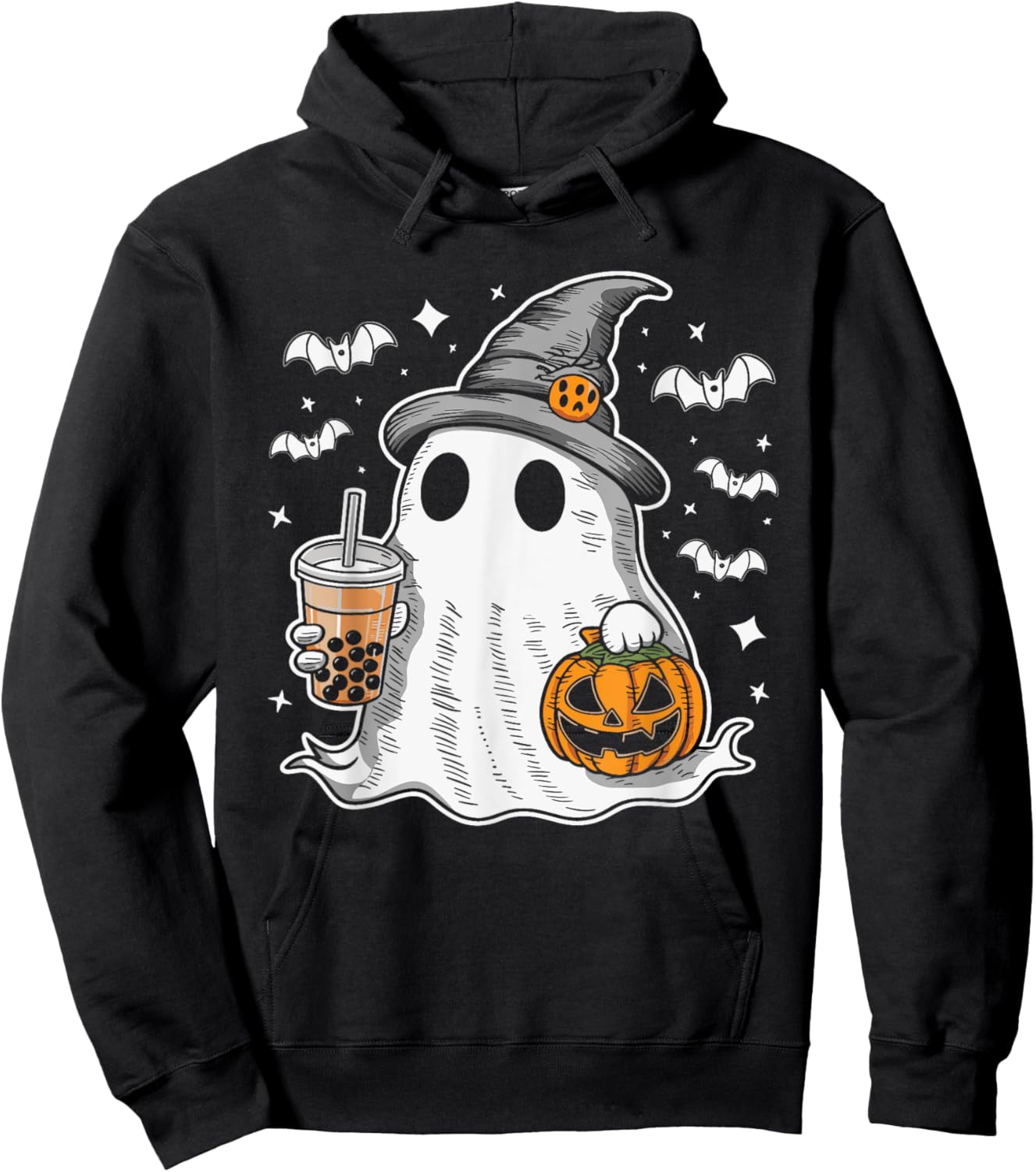 Ghost Milktea Ghost Drinking Bubble Tea Hoodie - Hoodie | Black