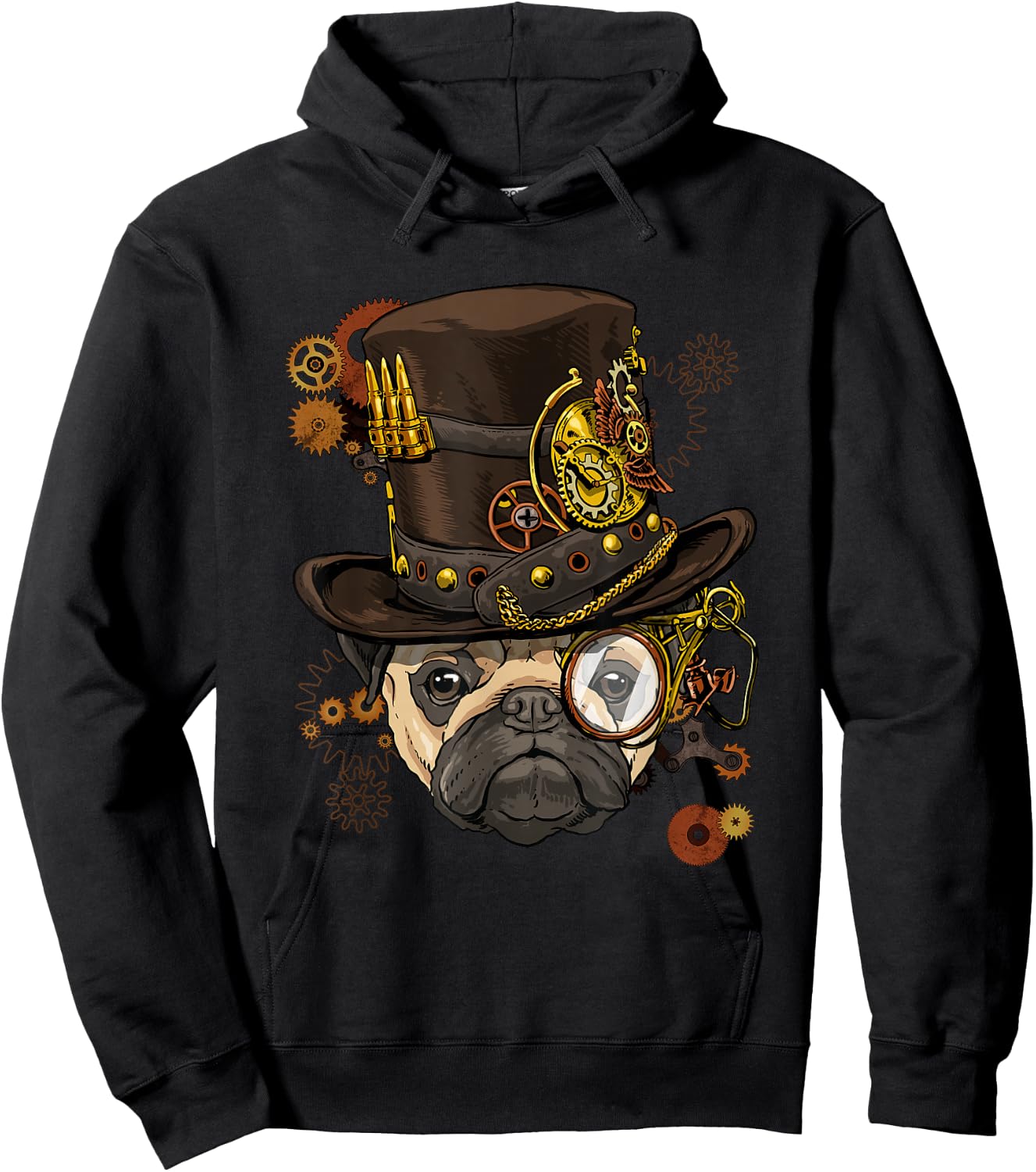 Steampunk Pug Dog Steampunk Pug Lovers Hoodie - Hoodie | Black