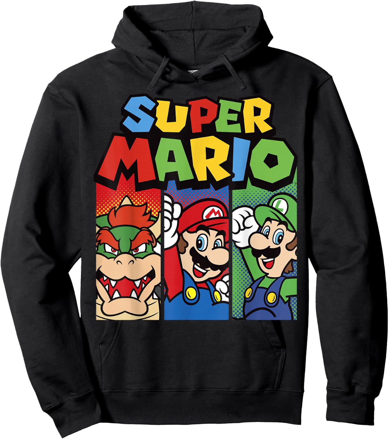 Super Mario Bros Vintage Old School Nintendo Hero Panels Hoodie - Hoodie | Black