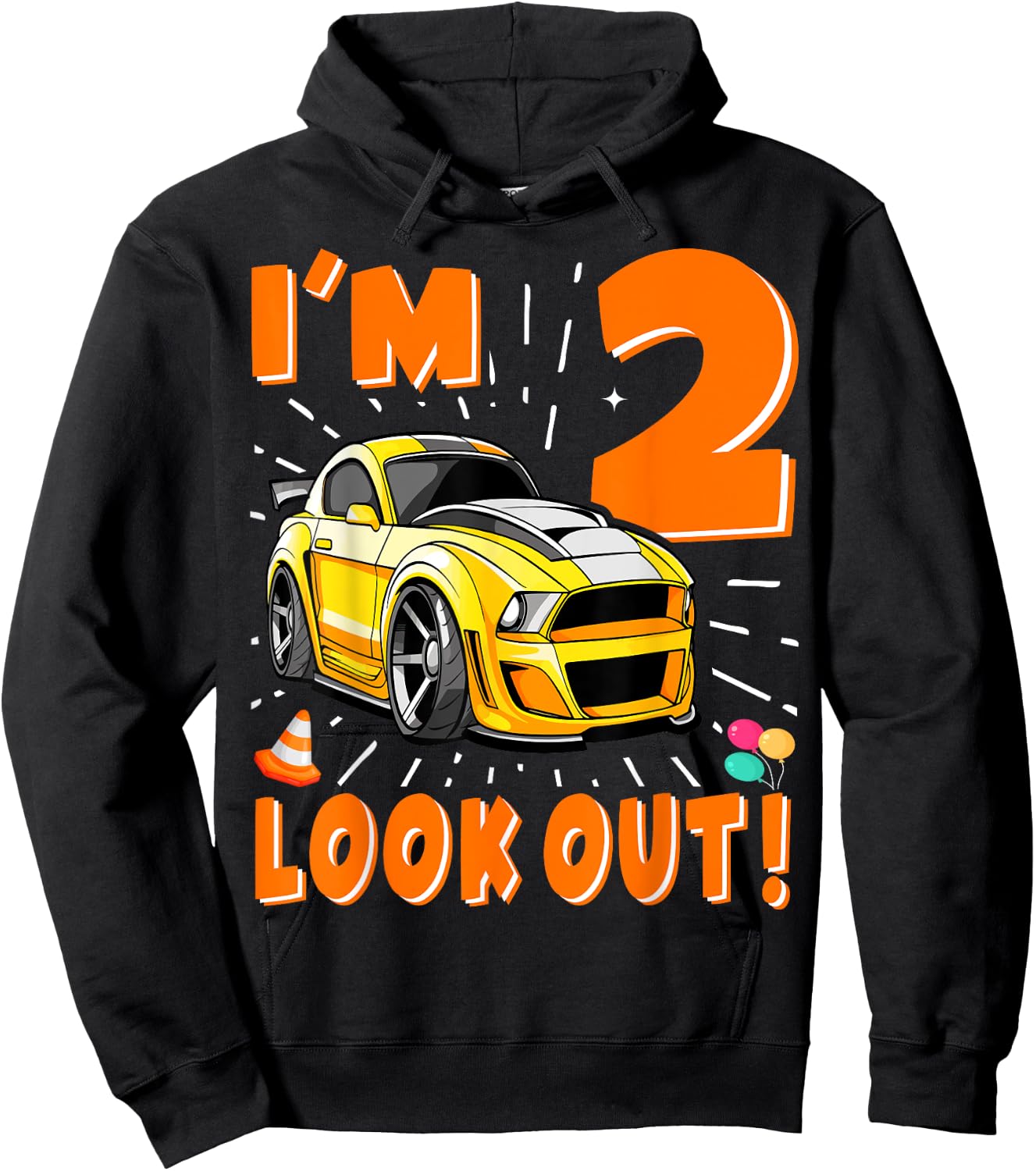 Two 2nd Birthday Boy Race Car 2 Years Old Car Racing Hoodie - Hoodie | Black