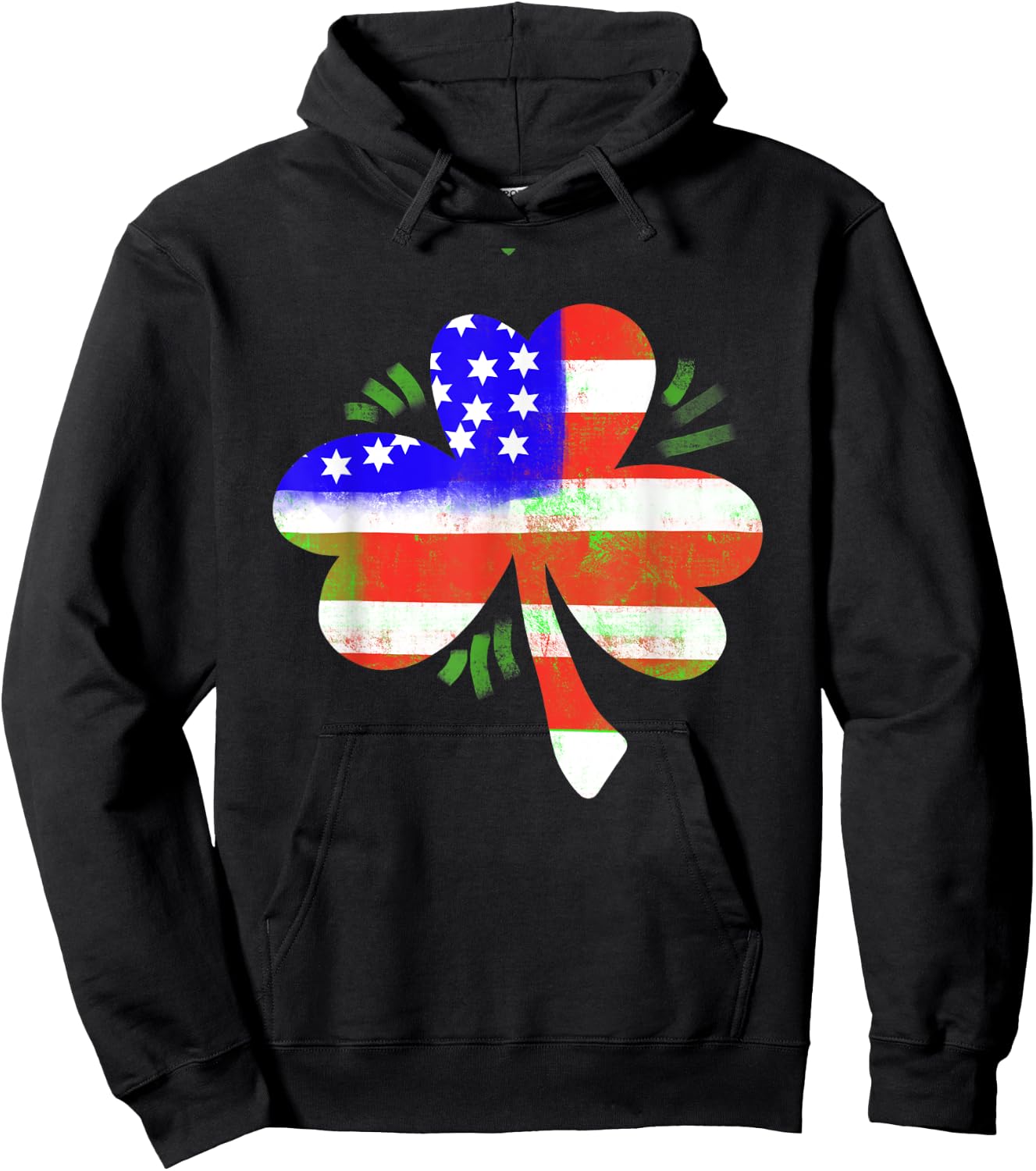 Saint Patrick's Day Irish Red White & Blue Shamrock Gift Hoodie - Hoodie | Black