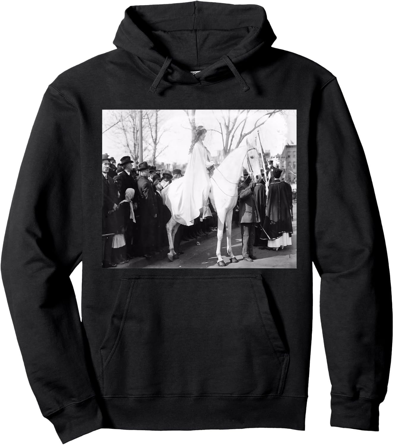 Suffragettes Protest On Horseback - Black, -Adults, Small, Short Sleeve, Regular Fit, Cotton, Women's History Hoodie - Hoodie | Black
