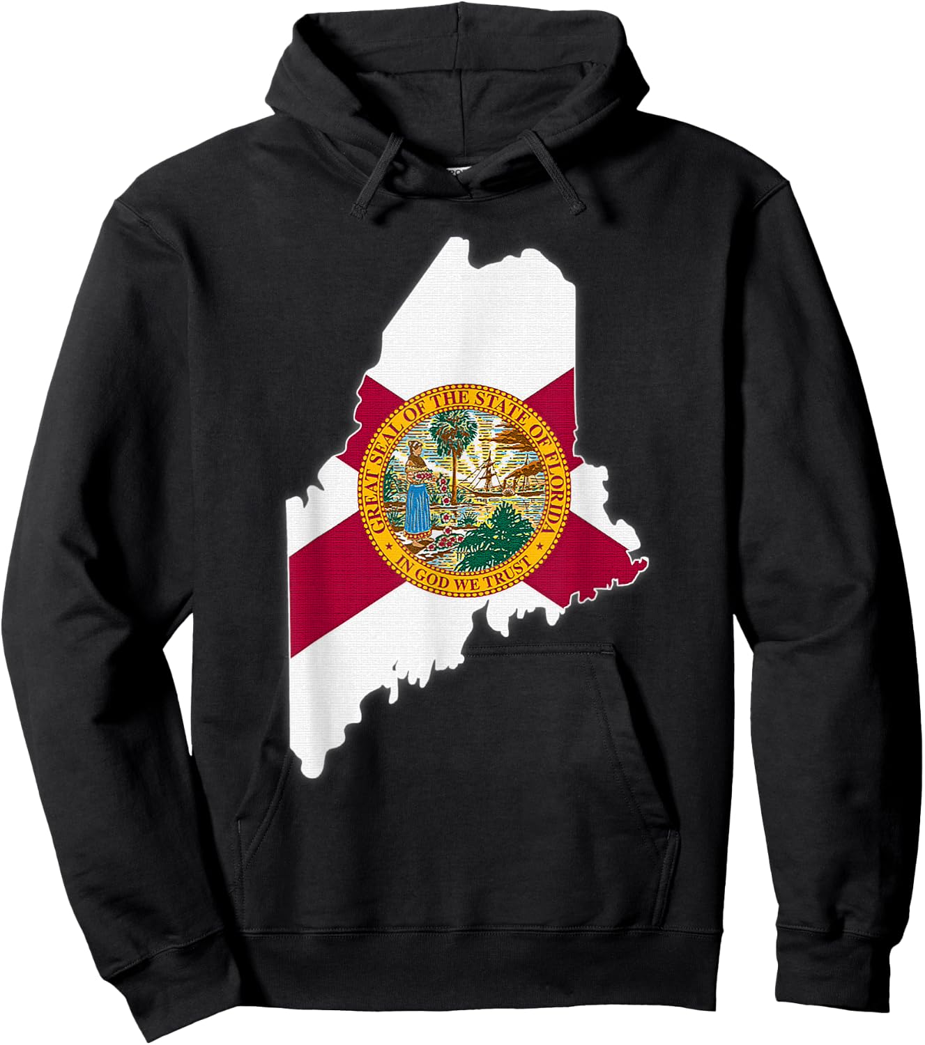 MAINE STATE MAP FLORIDA FL Flag Roots Men Women Gift Hoodie - Hoodie | Black