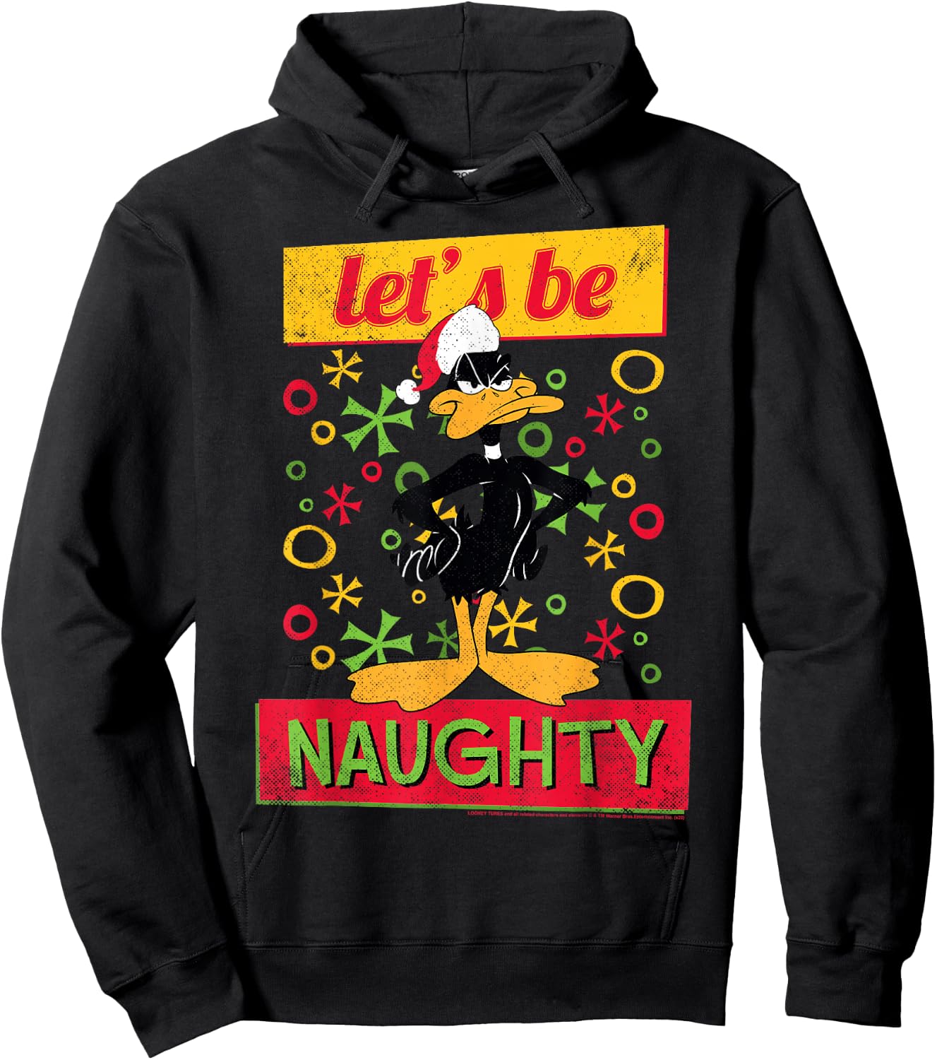 Looney Tunes Christmas Daffy Duck Let's Be Naughty Portrait Hoodie - Hoodie | Black