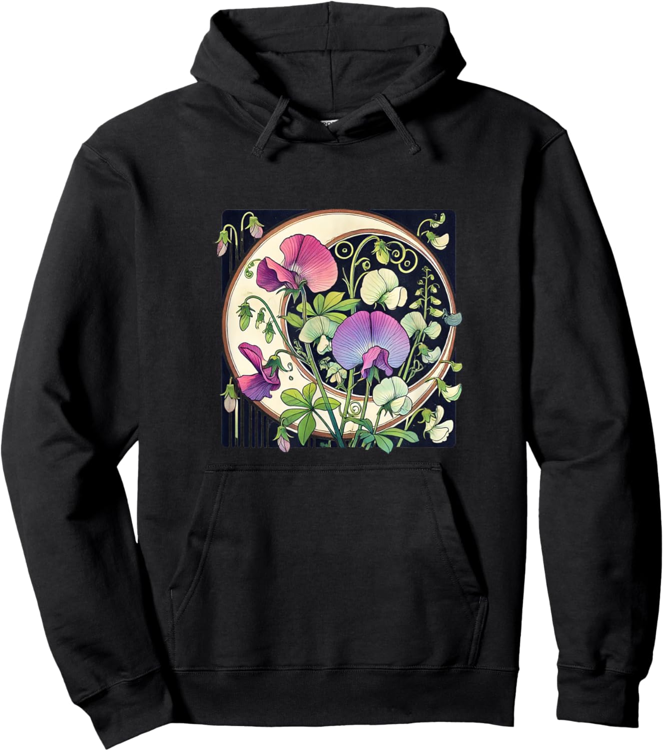 Sweet Pea Flowers illustration Sweet peas Hoodie - Hoodie | Black