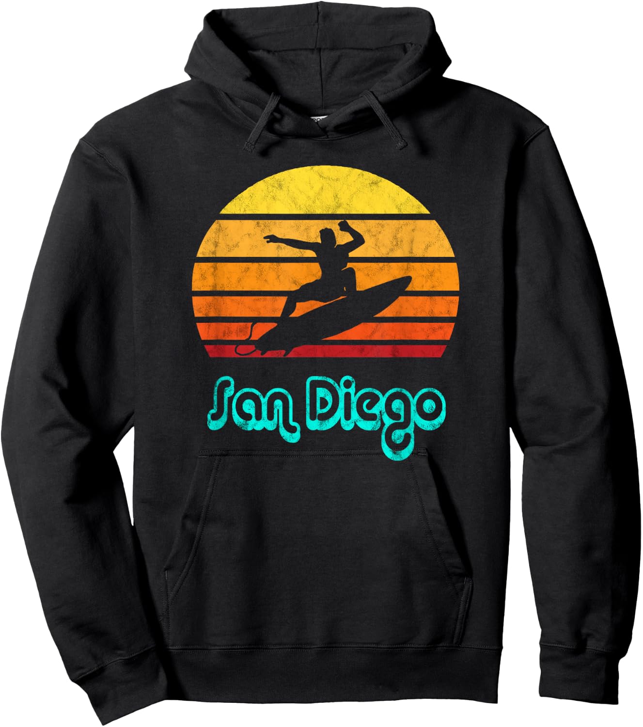 San Diego Souvenir Retro Surf Vintage California Gifts Hoodie - Hoodie | Black