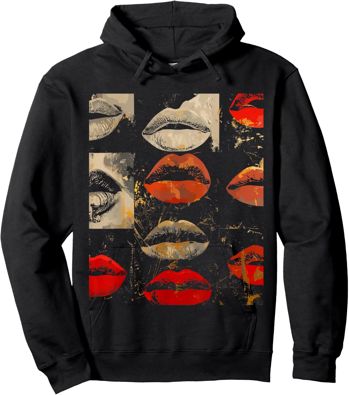 Beautiful Kissing Lips with Red Lipstick Men, Women, Girls Hoodie - Hoodie | Black