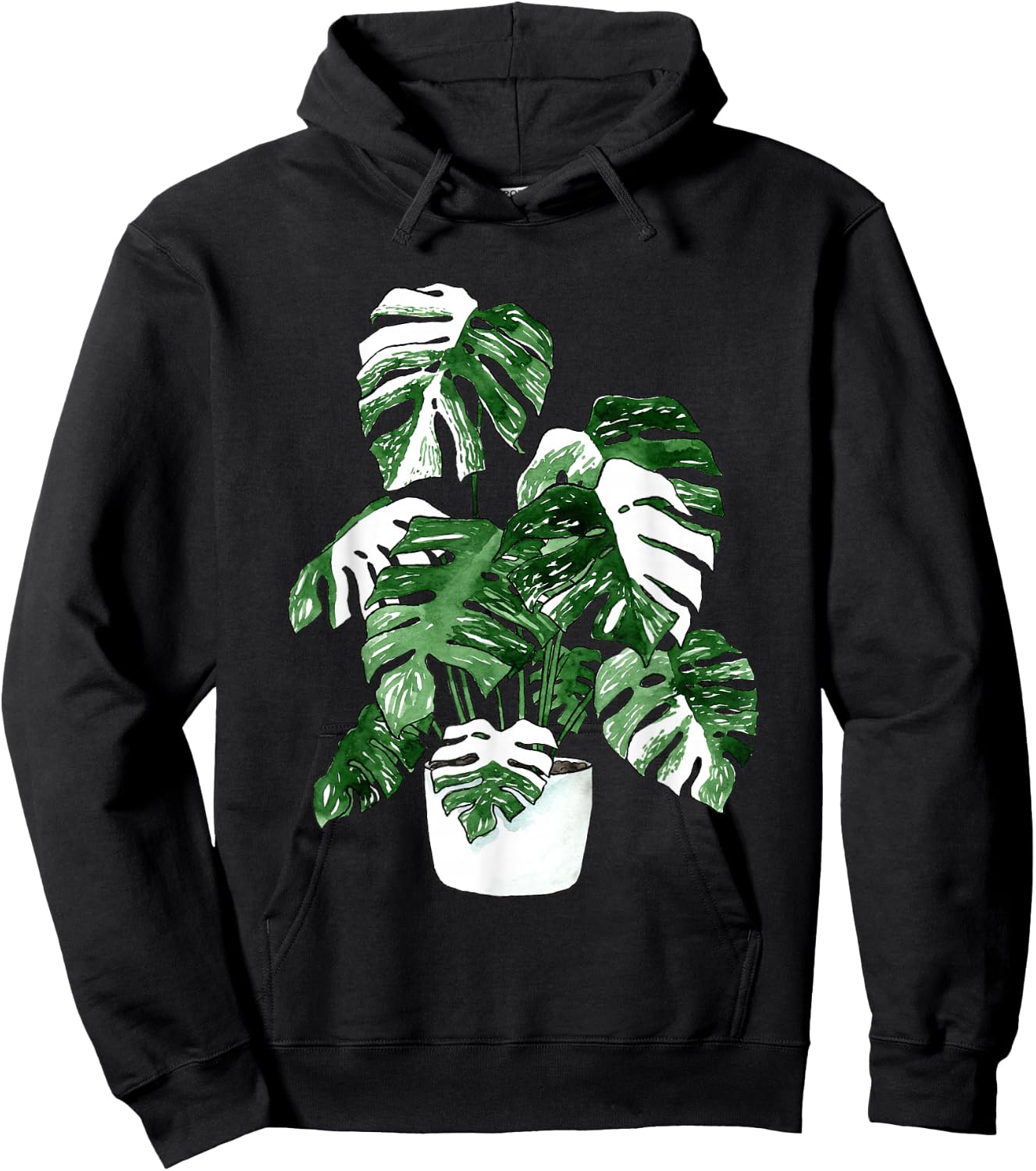 Variegated Monstera Deliciosa Variegata House Plant Ear Hoodie - Hoodie | Black