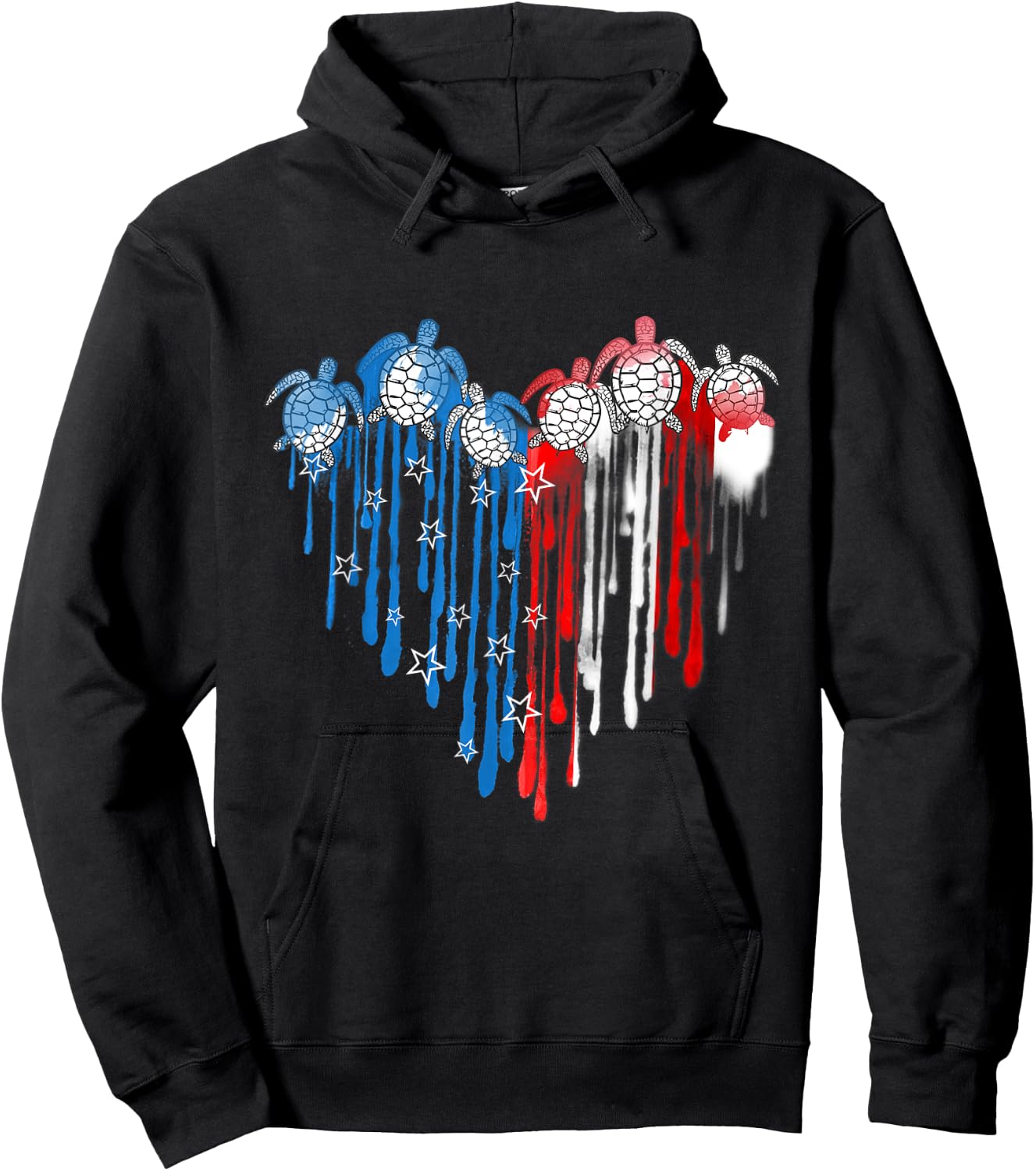Turtles USA Flag Stars Stripes 4th of July Independence Day Hoodie - Hoodie | Black