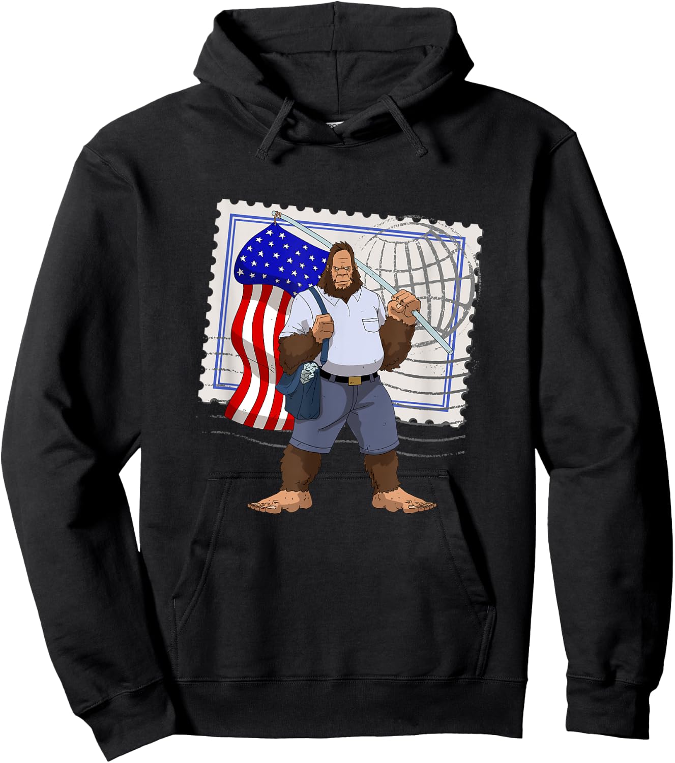 Bigfoot American Flag Protect US Postal Service Hoodie - Hoodie | Black