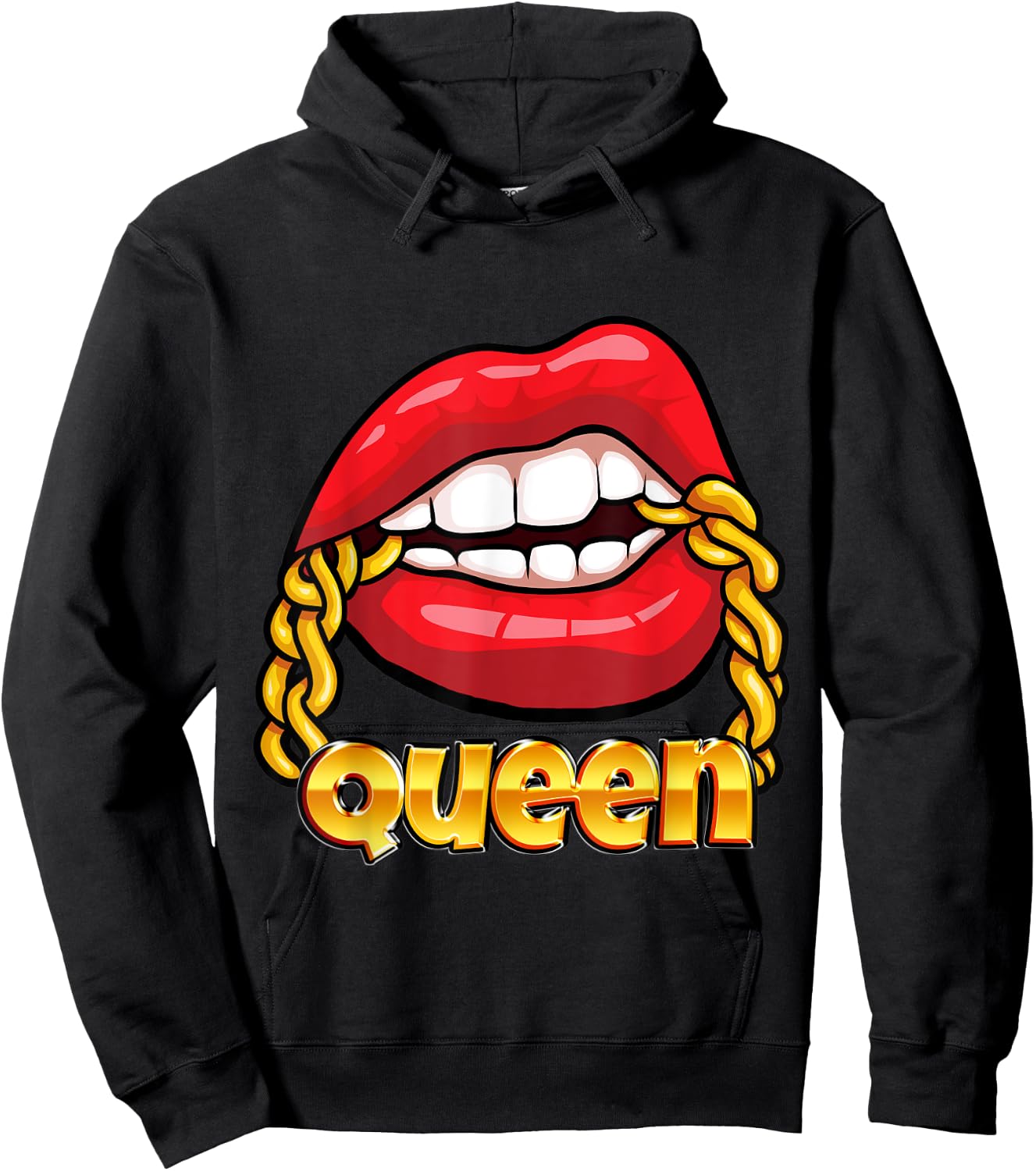 Juicy Lips Gold Chain Queen Hoodie - Hoodie | Black