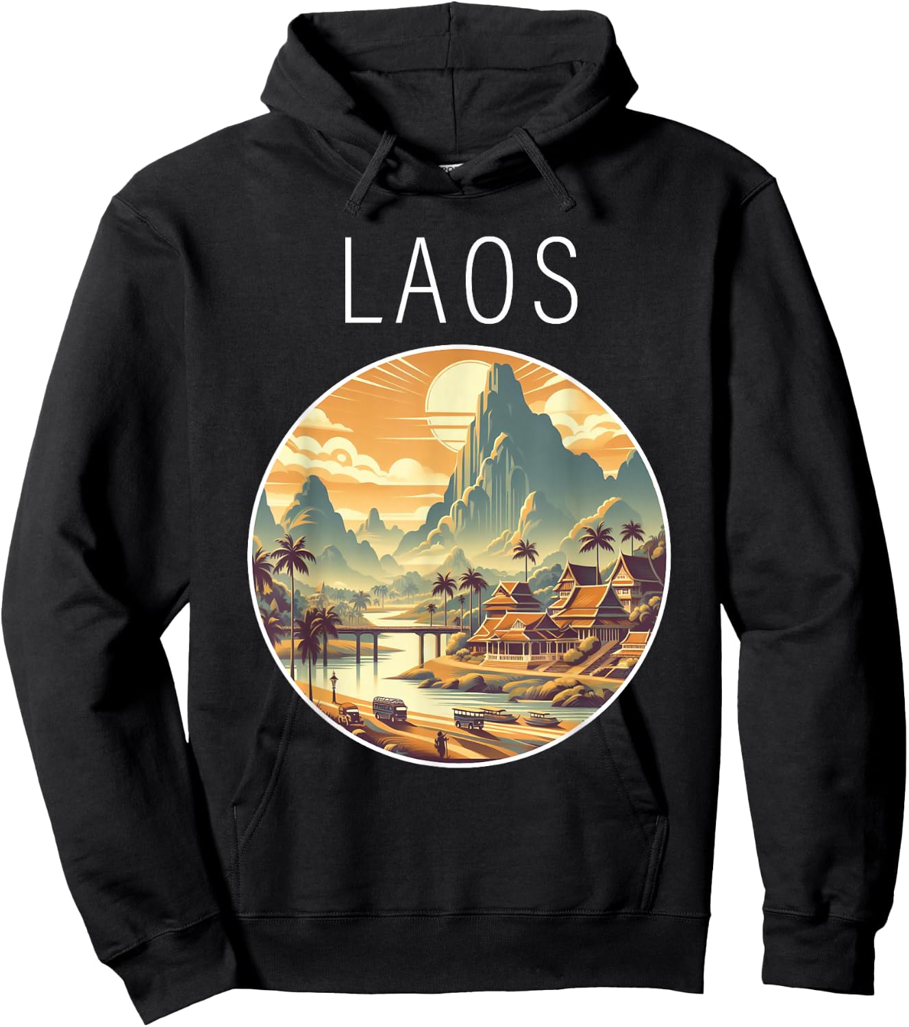 Laos scenery Art Deco Hoodie - Hoodie | Black